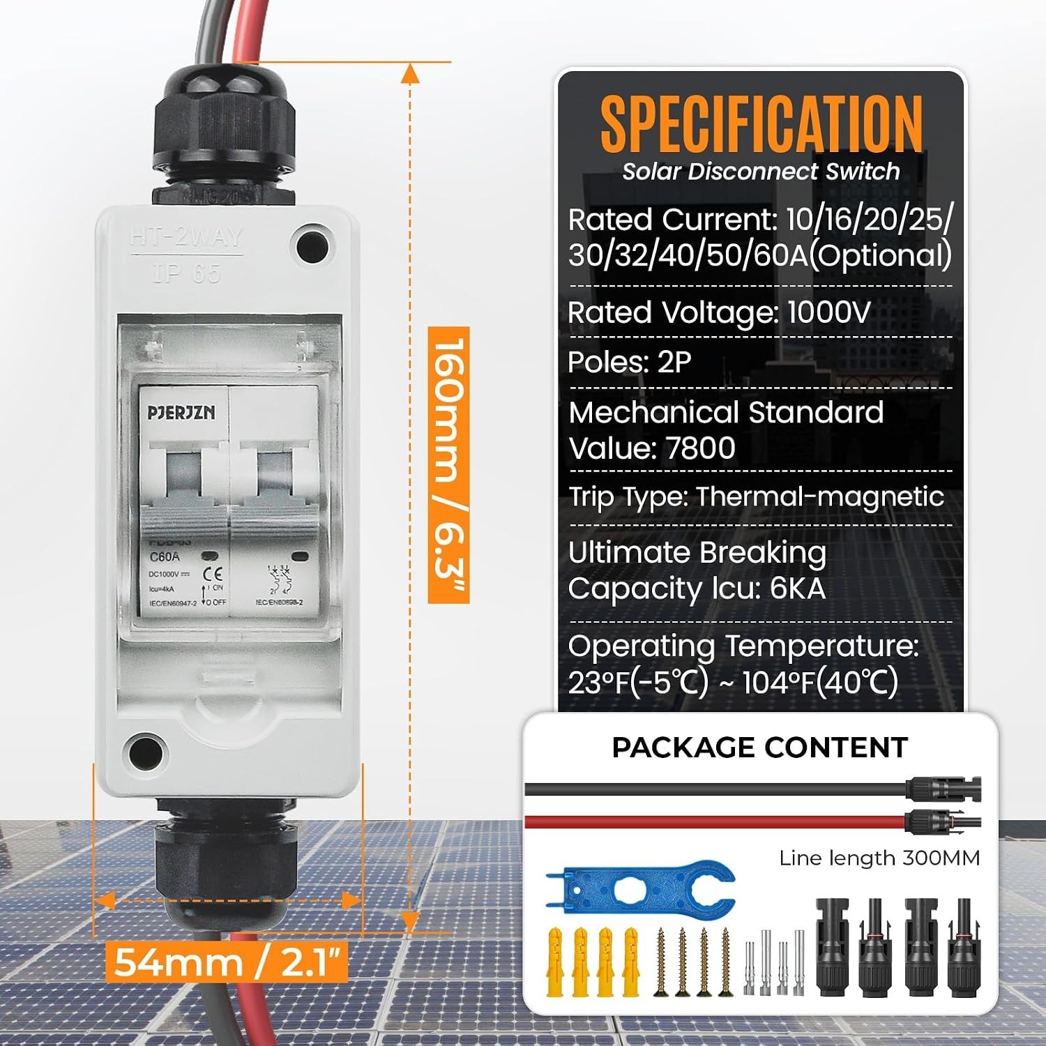 Easy-Install 1000V 60A Solar Disconnect Switch with Waterproof Features for RVs