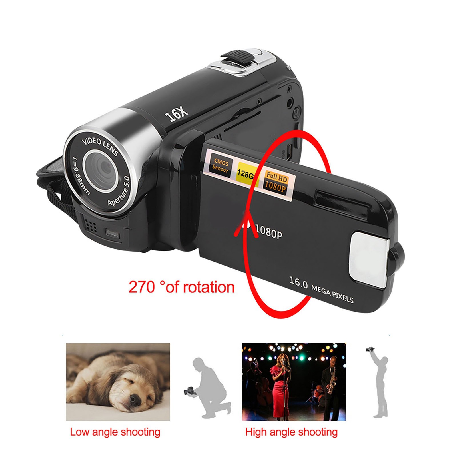 16X Zoom Colourful Display Screen High Definition Camera Image Video Camcorder