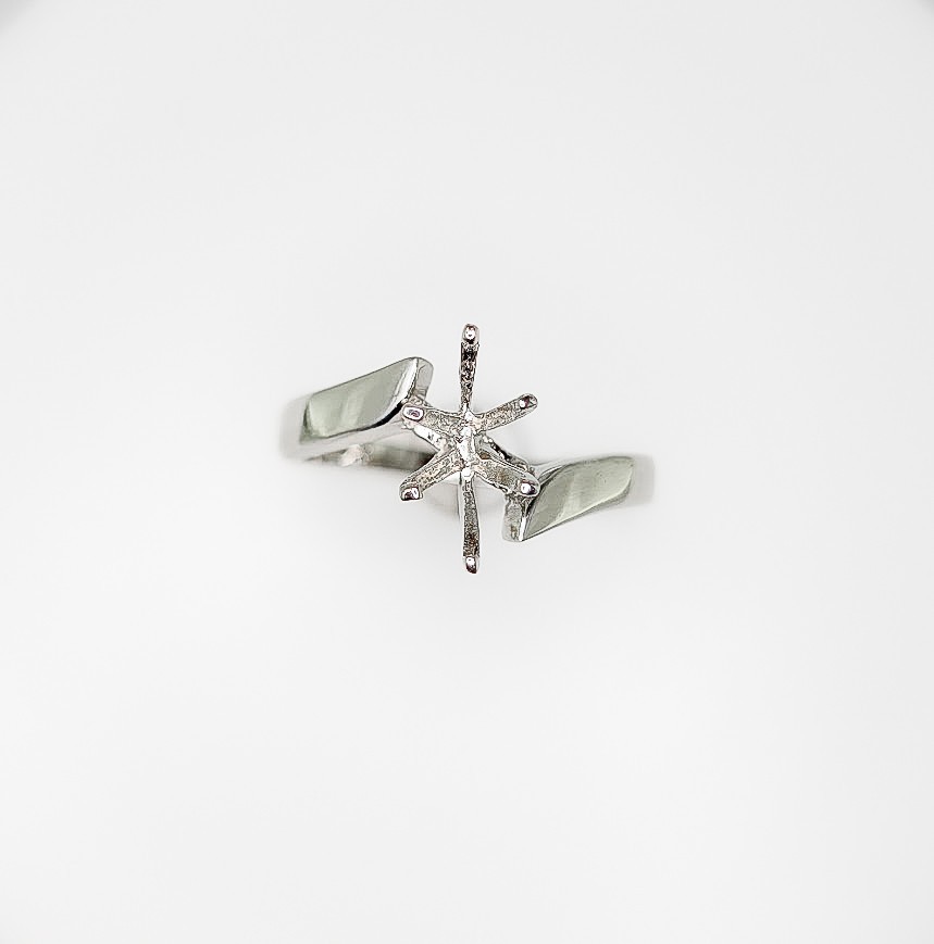 10 X 5 mm Marquise Bypass Ring Setting Sterling Silver with Rhodium Finish