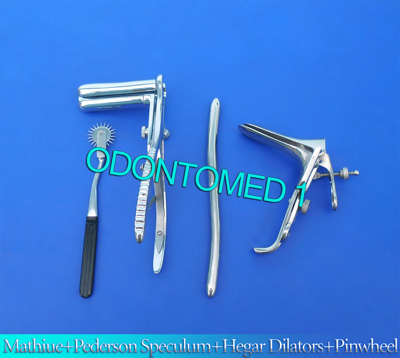 Mathieu Speculum Hegar Dilator Black Pinwheel & Pederson Speculum Large