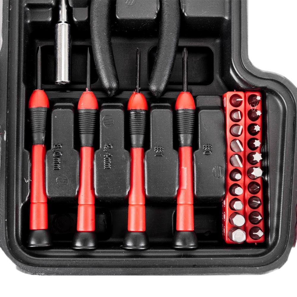 New 39 PCS Red Tool Set General Household Hand Tool Kit with Plastic Toolbox