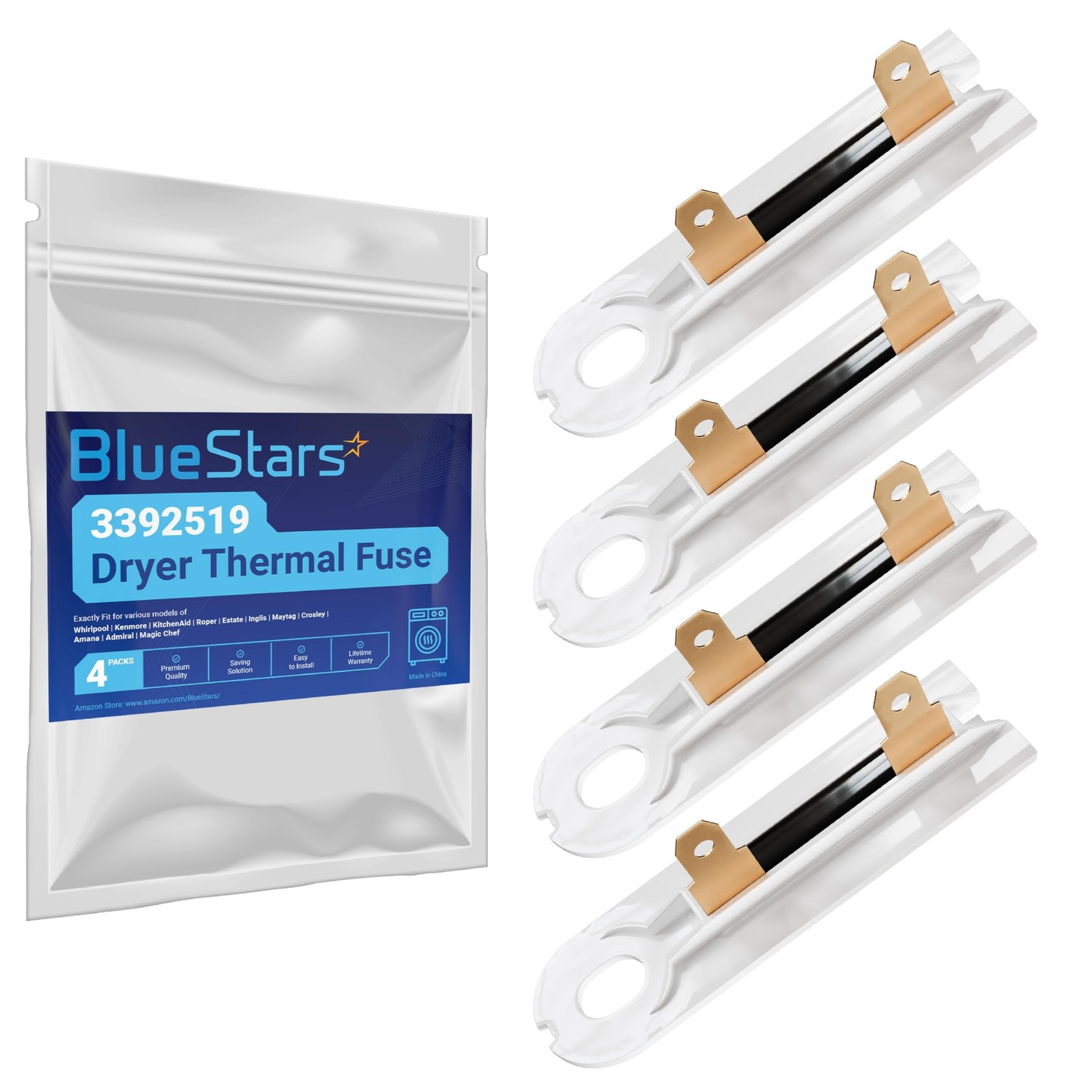 BlueStars 4 Packs 3392519 Dryer Thermal Fuse