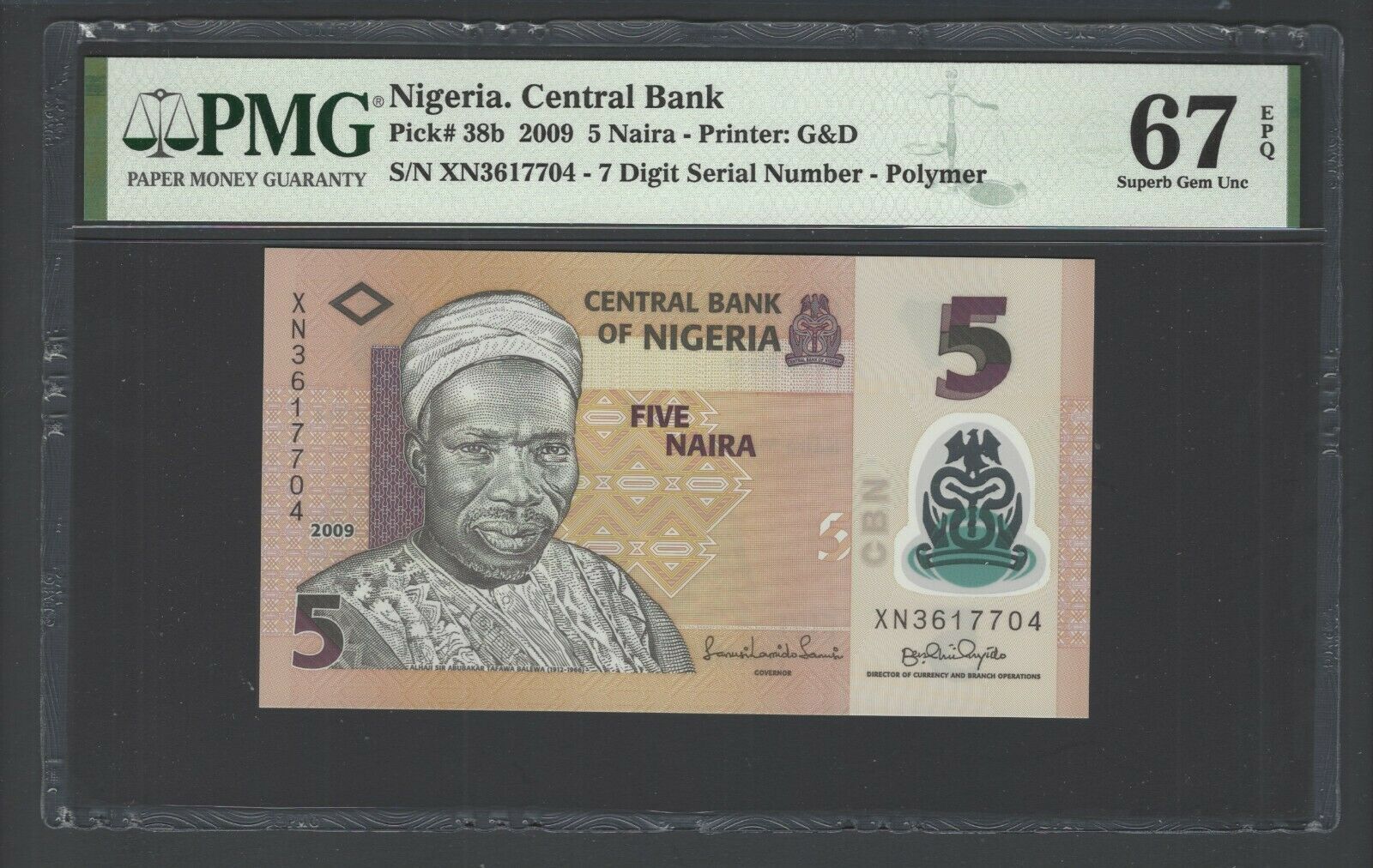 Nigeria 5 Naira 2009 P38b Uncirculated Graded 67