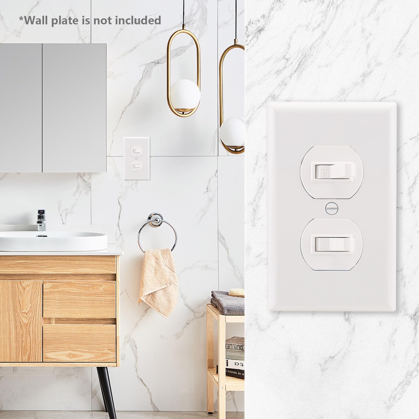 Wengart Double Toggle Light Switch,15 Amp AC120 Volt,Residential Grade White