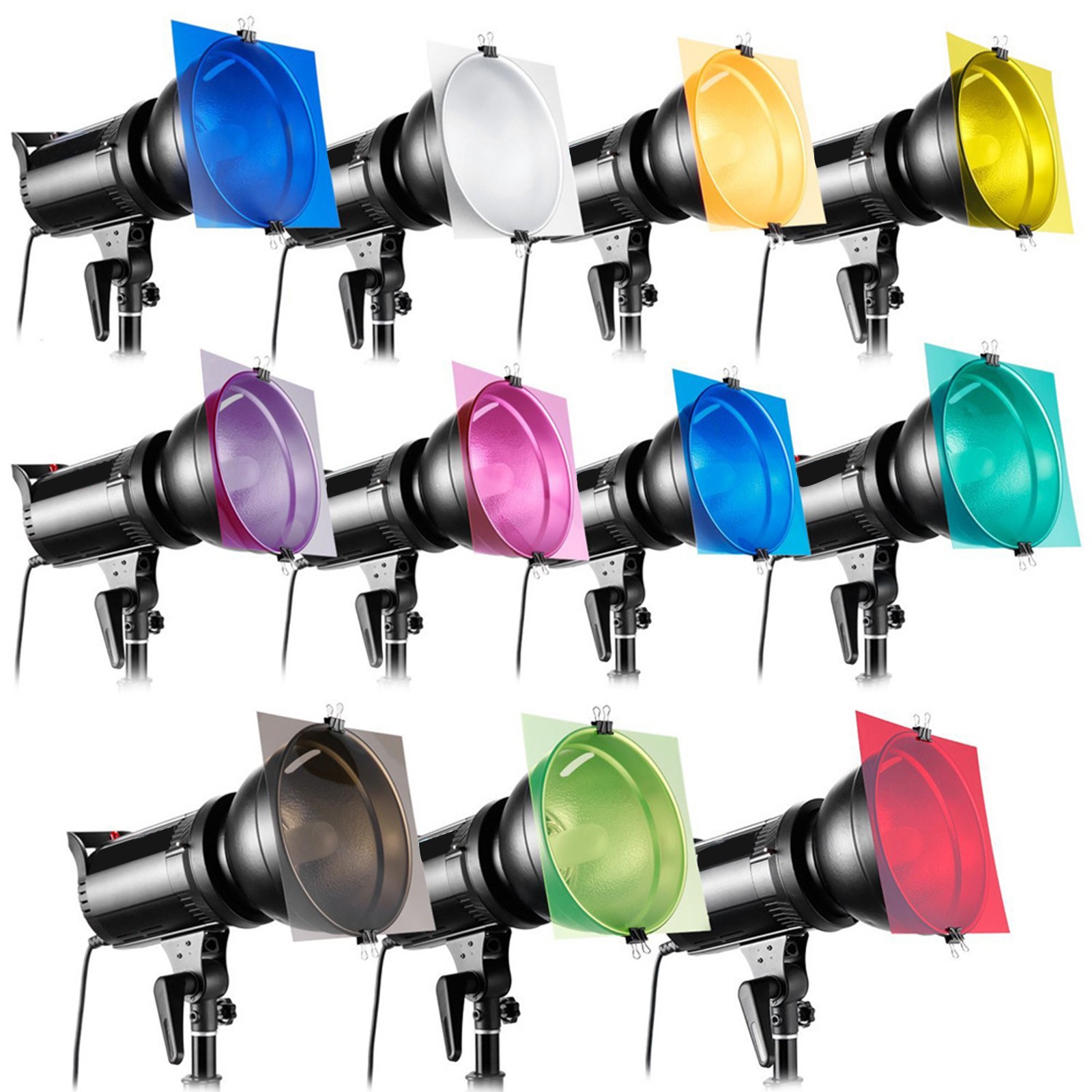 11 Colors 12"x12" Plastic Transparent Color Correction Lighting Gel Filter