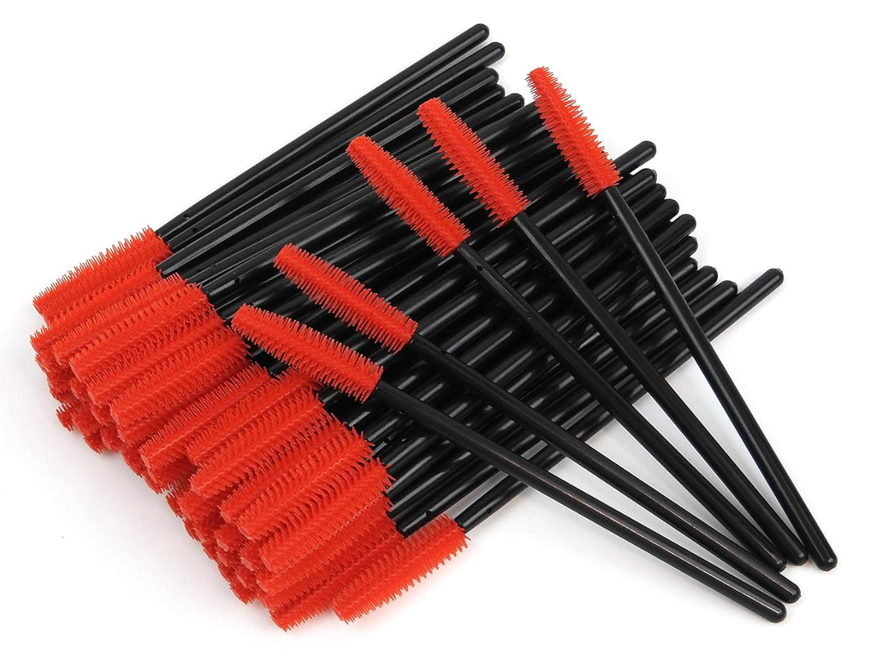 50 Pack Disposable Eyelash Mascara Brushes Wands Applicator Red