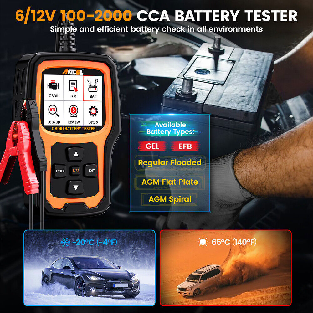 ANCEL 6V/12V Battery Tester Car Engine Fault Code Scanner OBD2 Diagnostic Tool