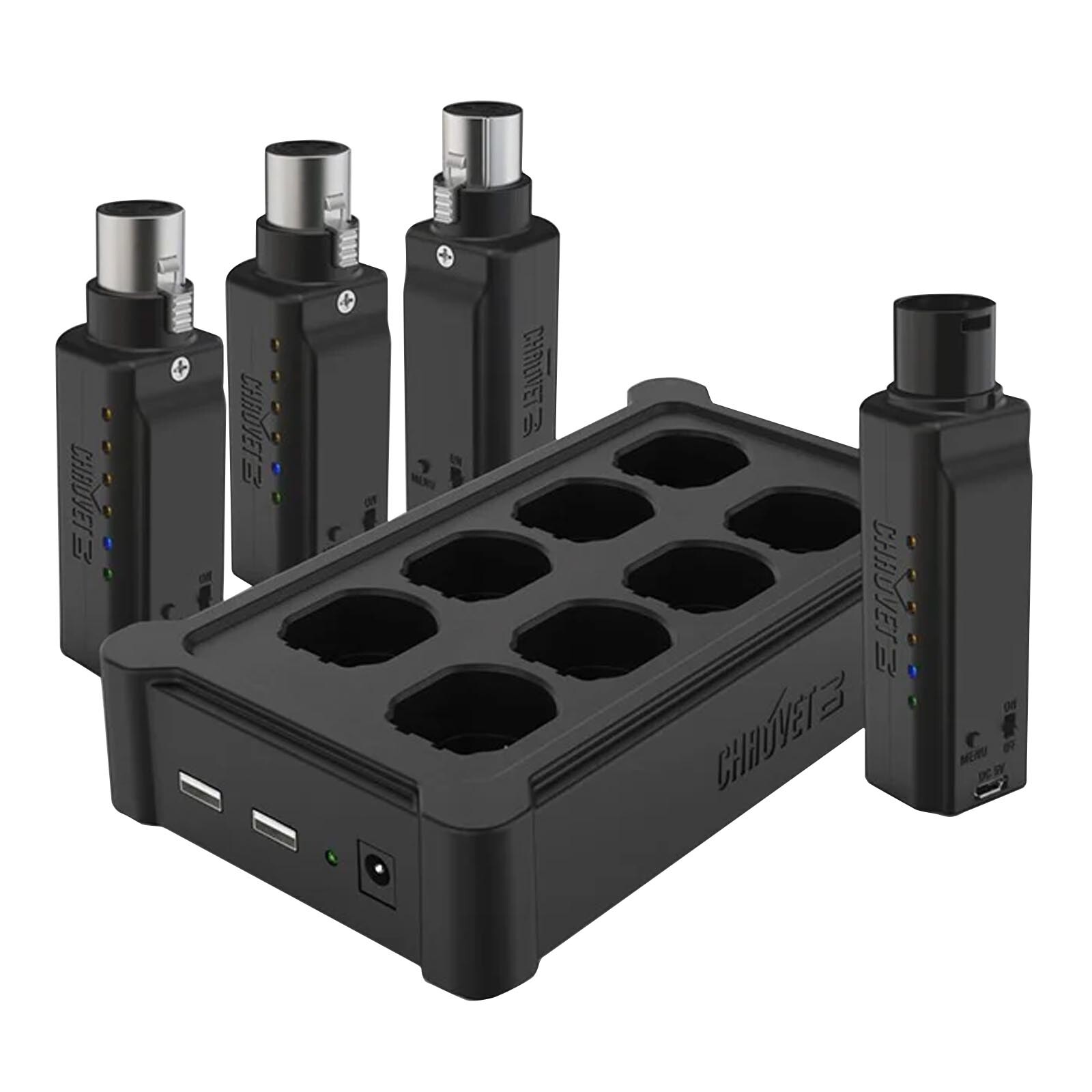 Chauvet DJ D-Fi XLR Stage Lighting DMX 1 Transmitter 3 Receivers & Charger Pack