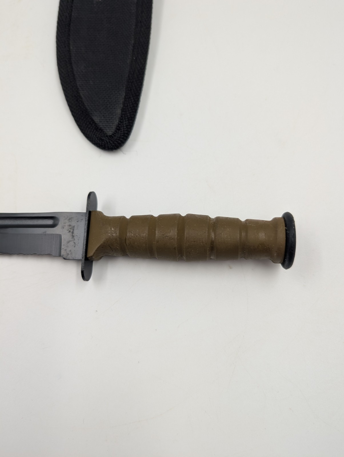 FIXED-BLADE SURVIVAL KNIFE | 7.5" Small Desert Tan Rubber Handle Tactical Combat