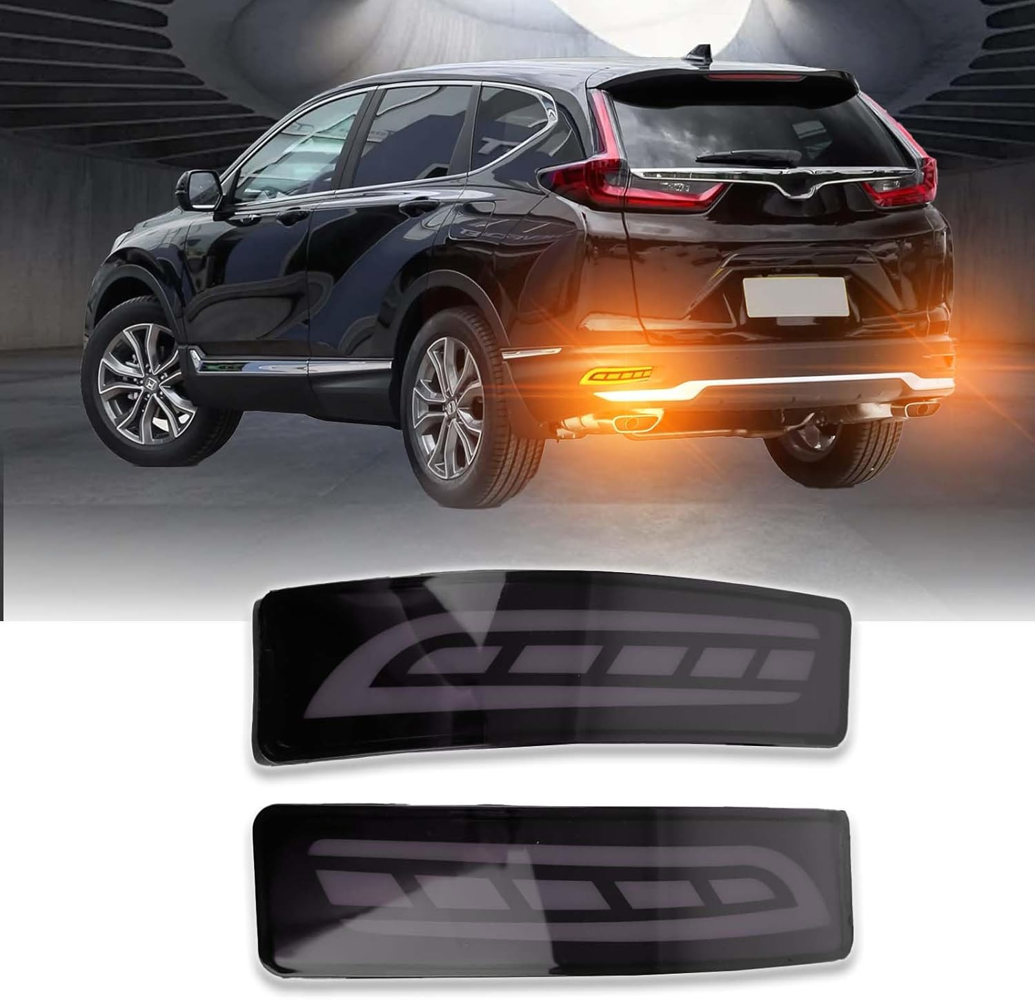 Smoked LED Rear Bumper Reflectors Fog Brake Tail Light Turn Signal Lamps Kit for