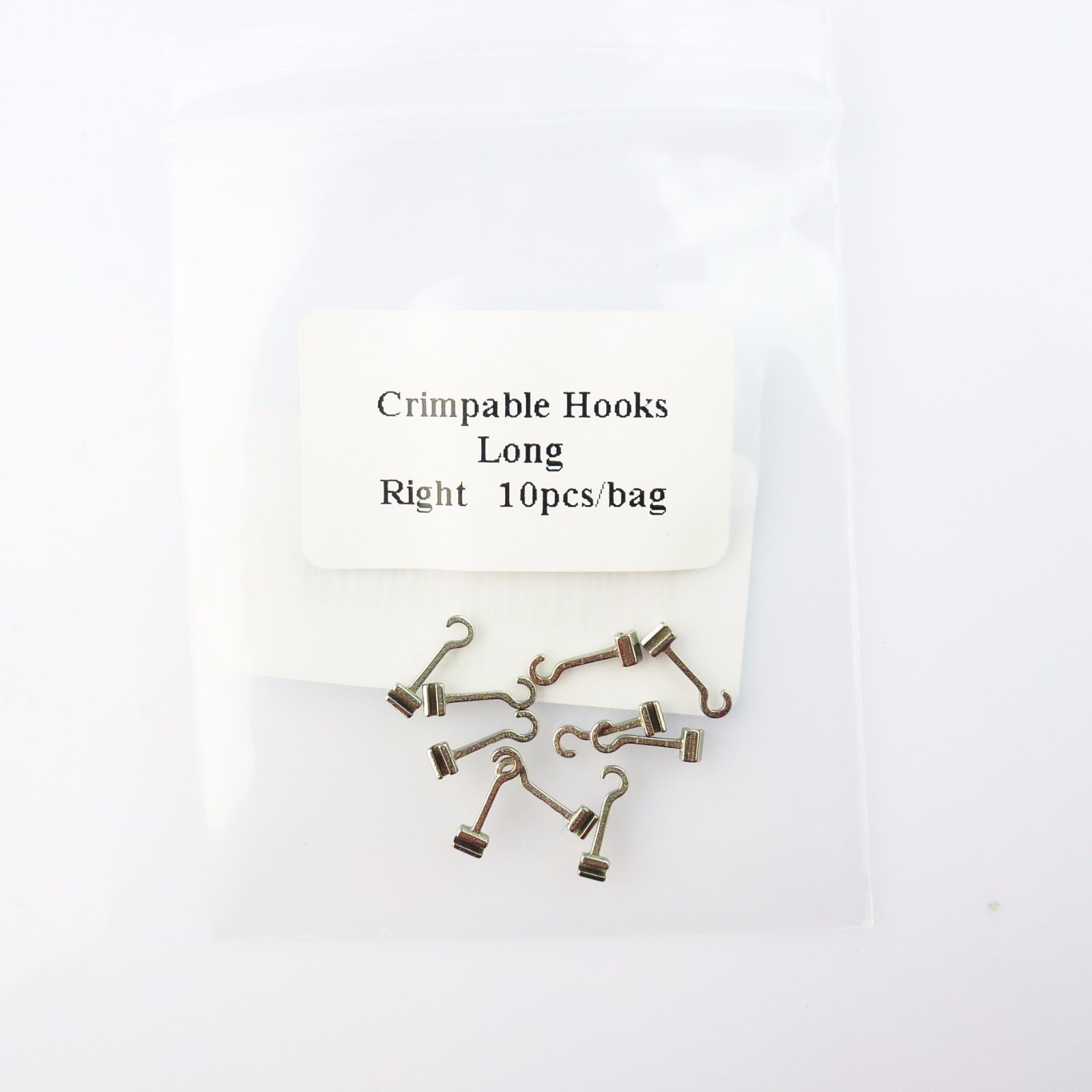 10 Pcs Dental Orthodontic Crimpable Hooks Sliding Curved Right Long Type 0.022"