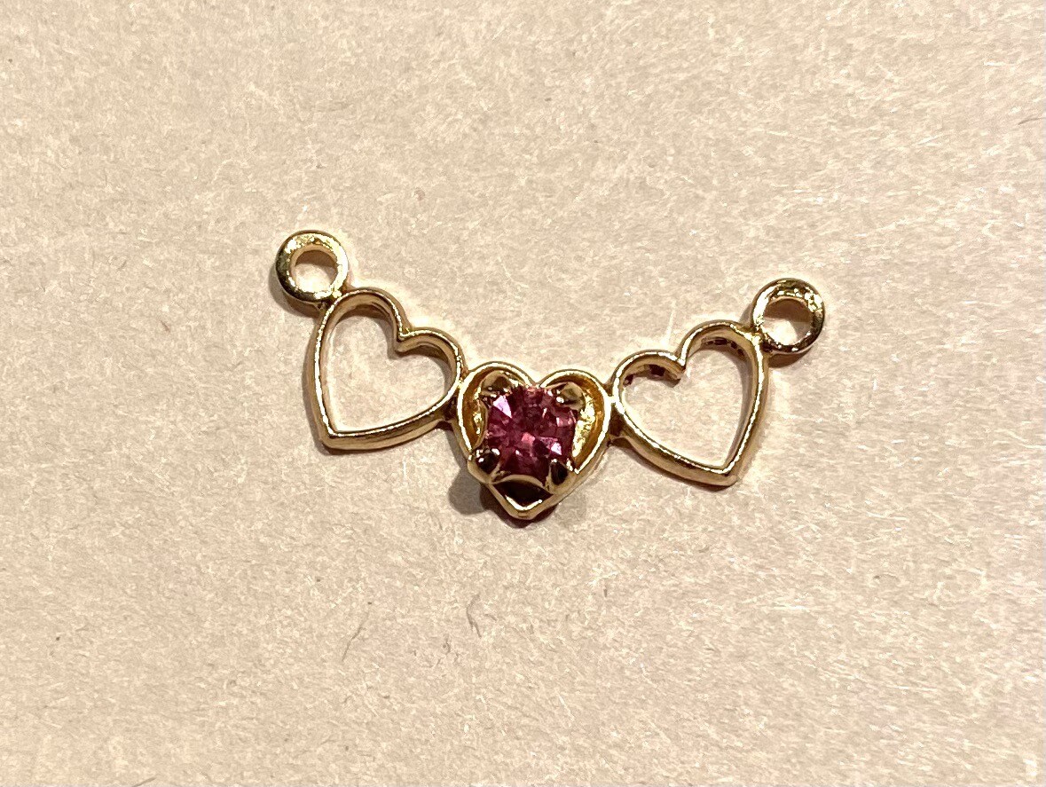 19 pcs. Charm Bracelet Links Heart With Pink Rhinestone lot New-valentines