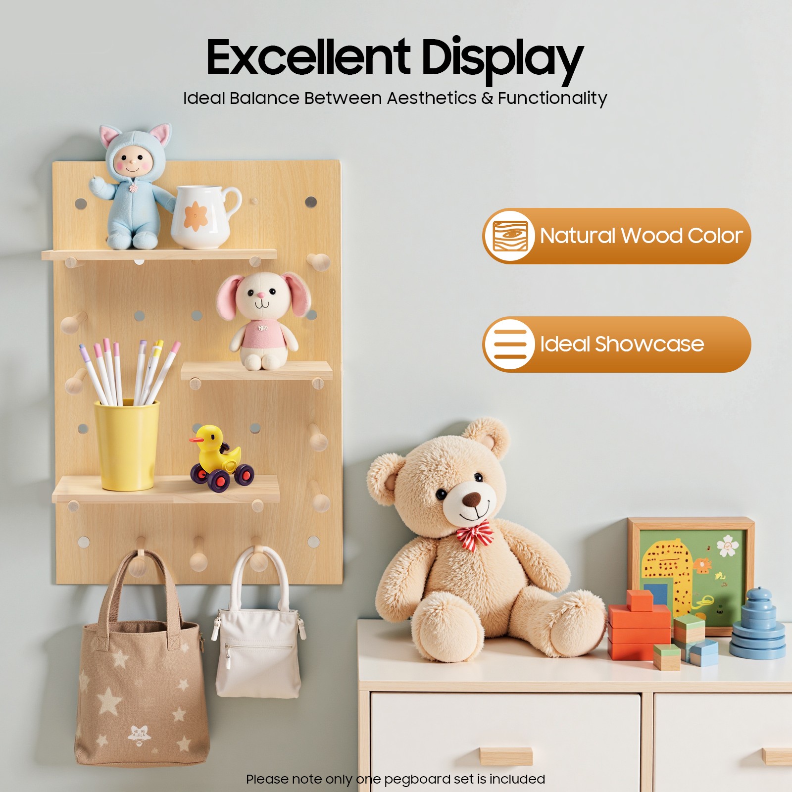 Wood Pegboard Combination Wall Organizer Kit Wooden Display Pegboard Panel