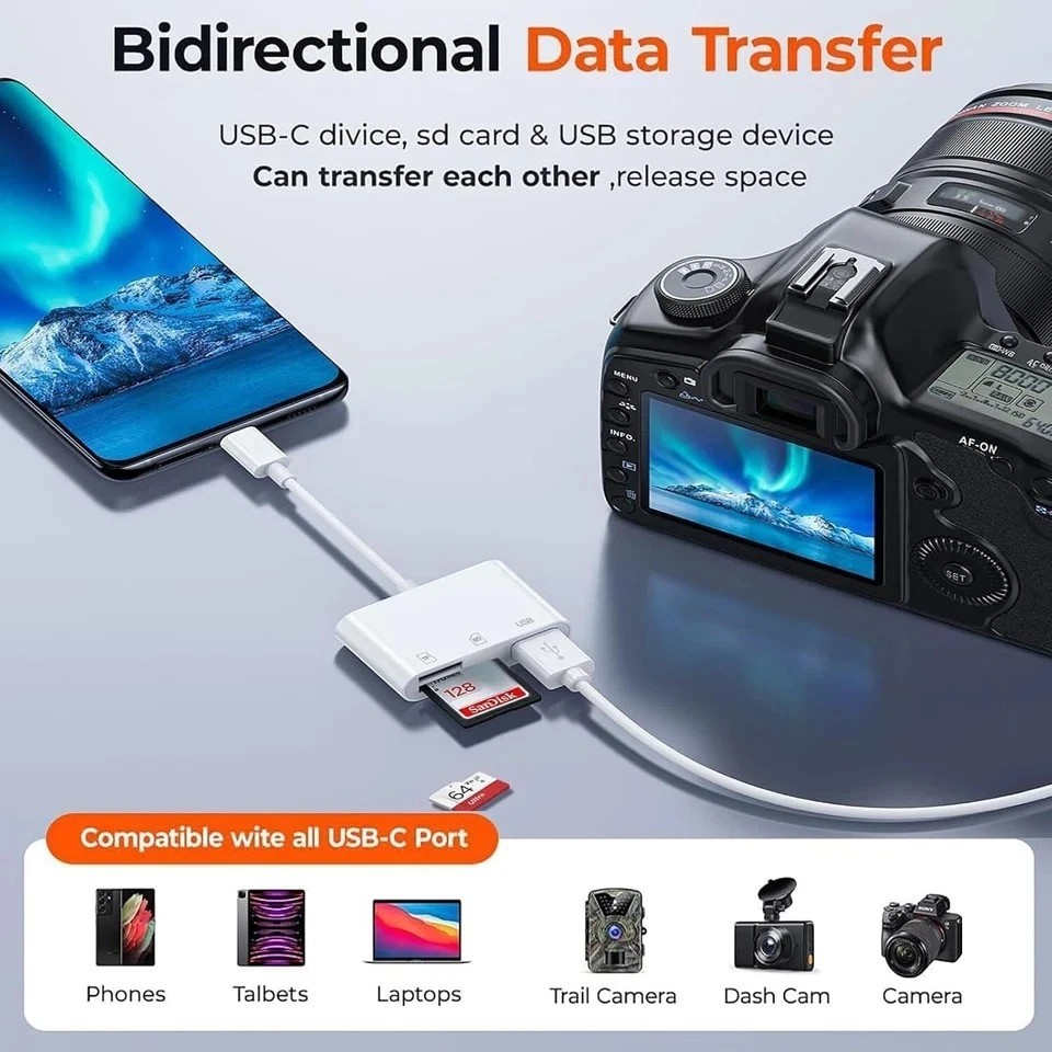 USB C SD Card Reader, Micro SD to Type C OTG Adapter for SDHC SDXC TF