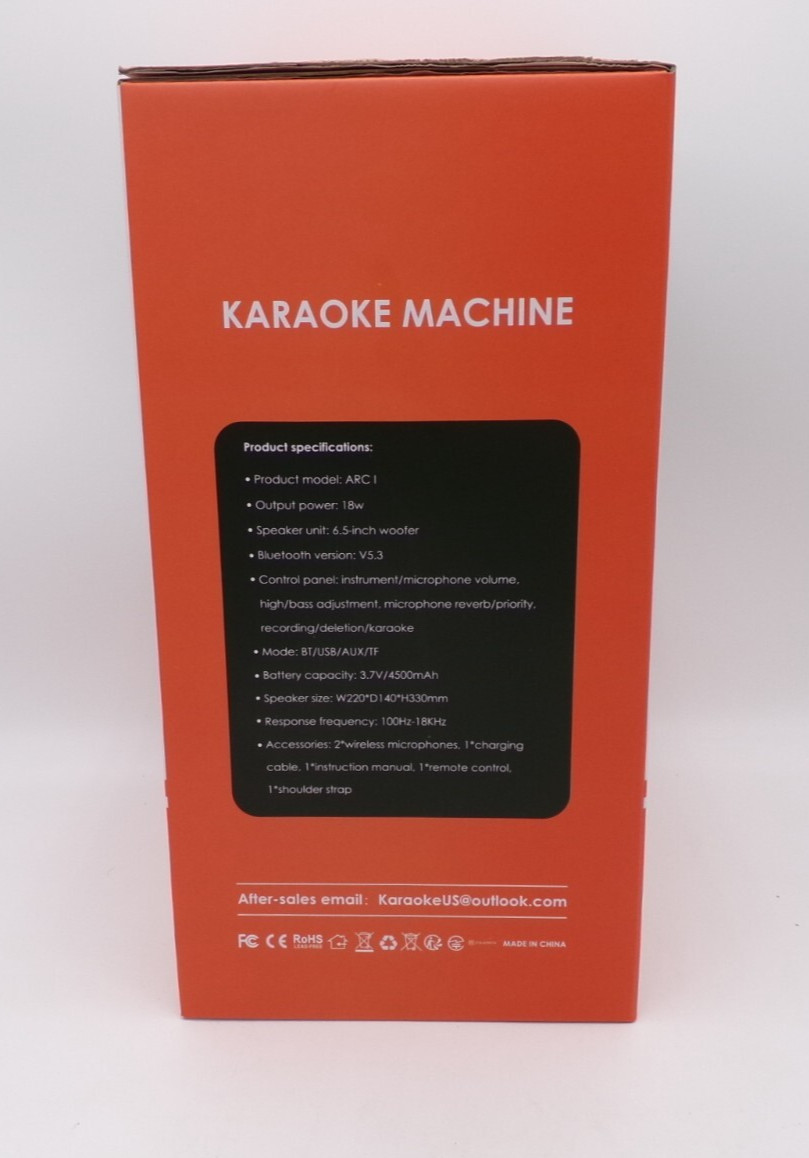 Portable Karaoke Machine w 2 Wireless Microphones LED Speaker Party