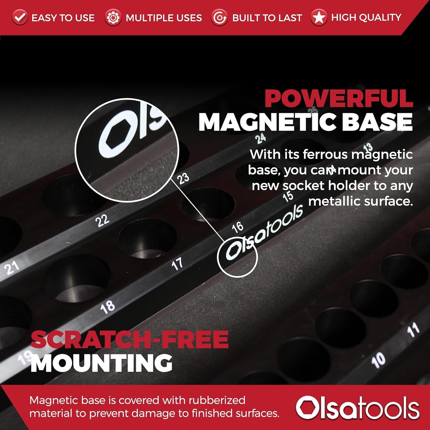 Efficient Magnetic Socket Organizer - 3-Piece Set for Deep & Shallow Sockets