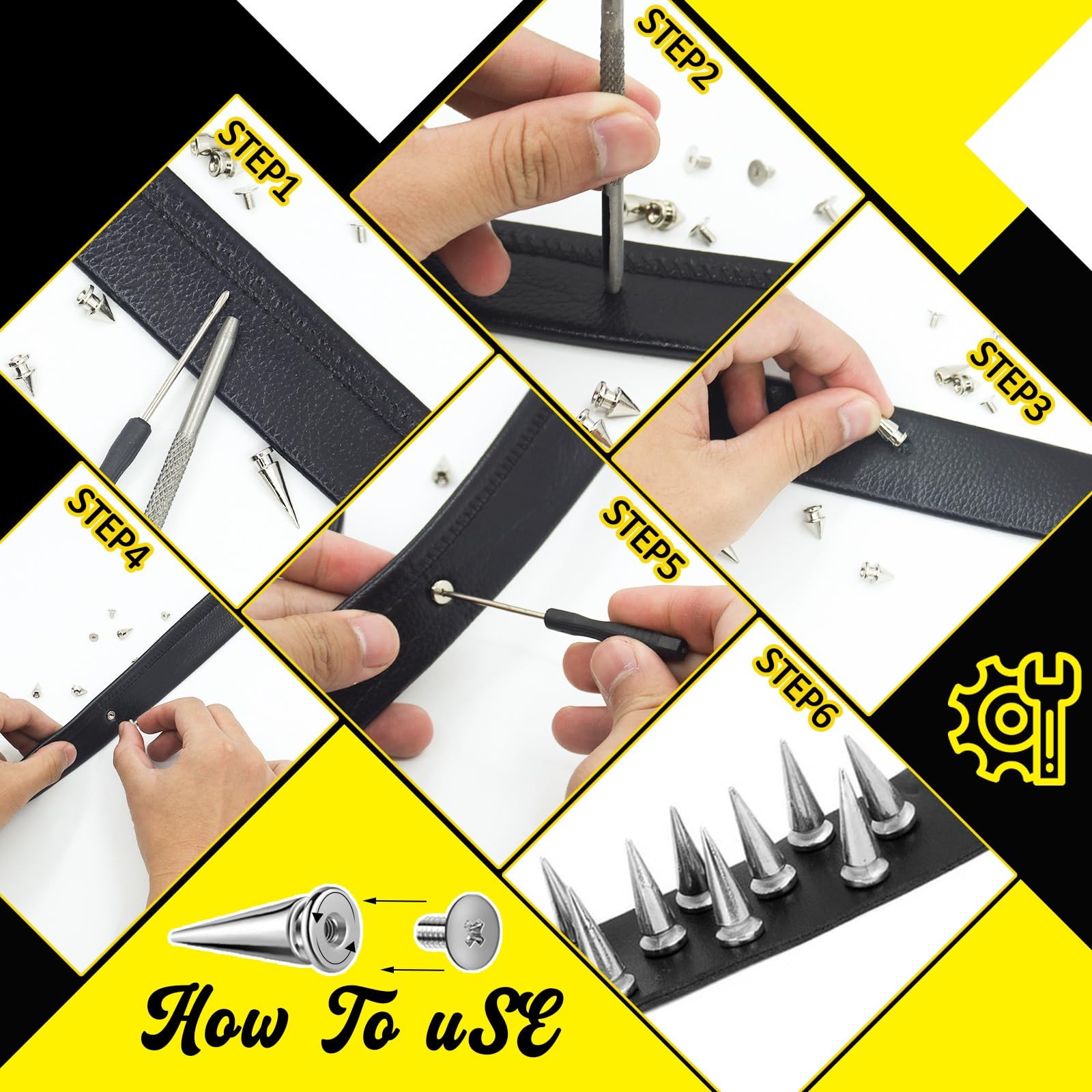 354pcs Punk Spikes Studs Kit Assorted Rivets Leather Craft