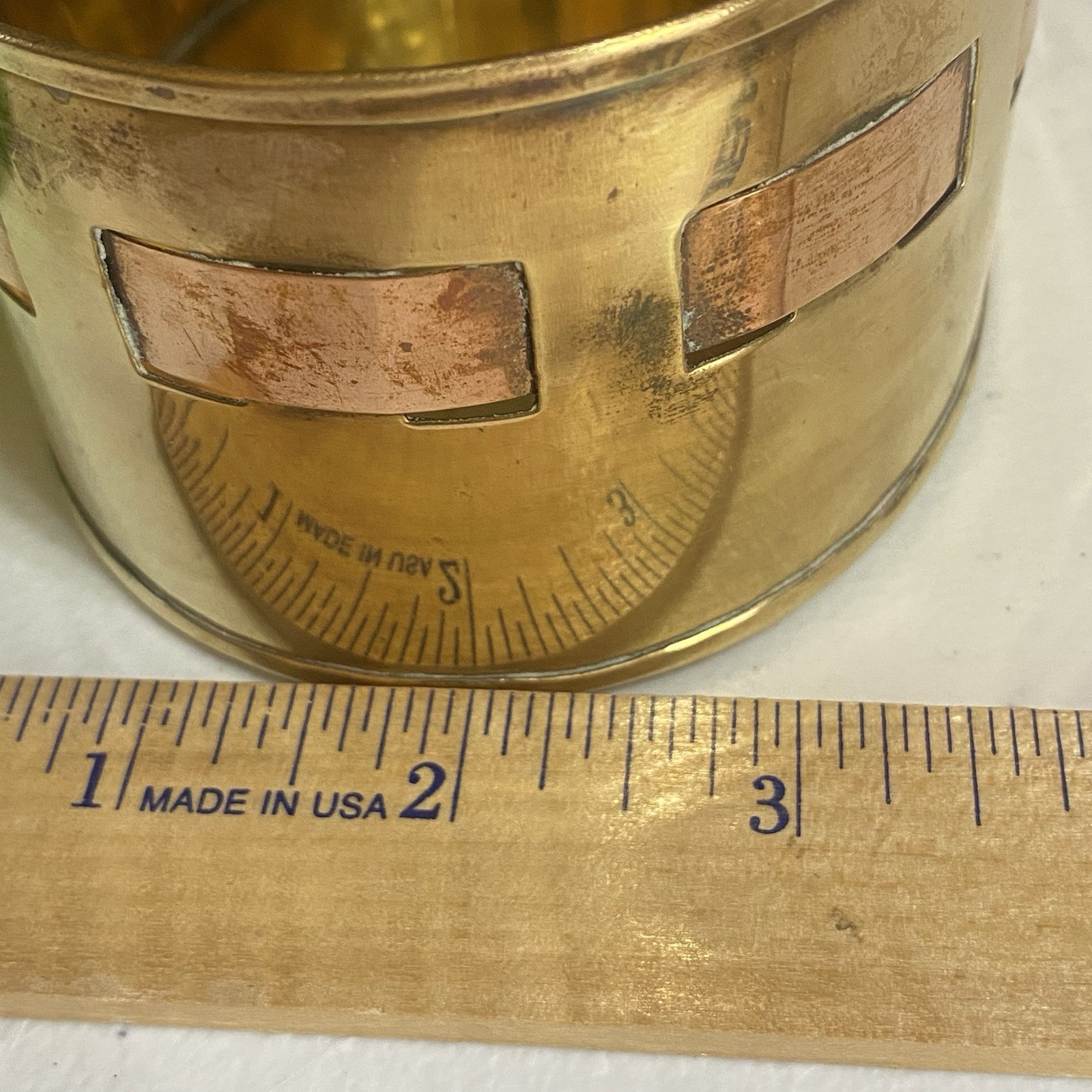 Brass Basket with Handle With Woven Design Bow