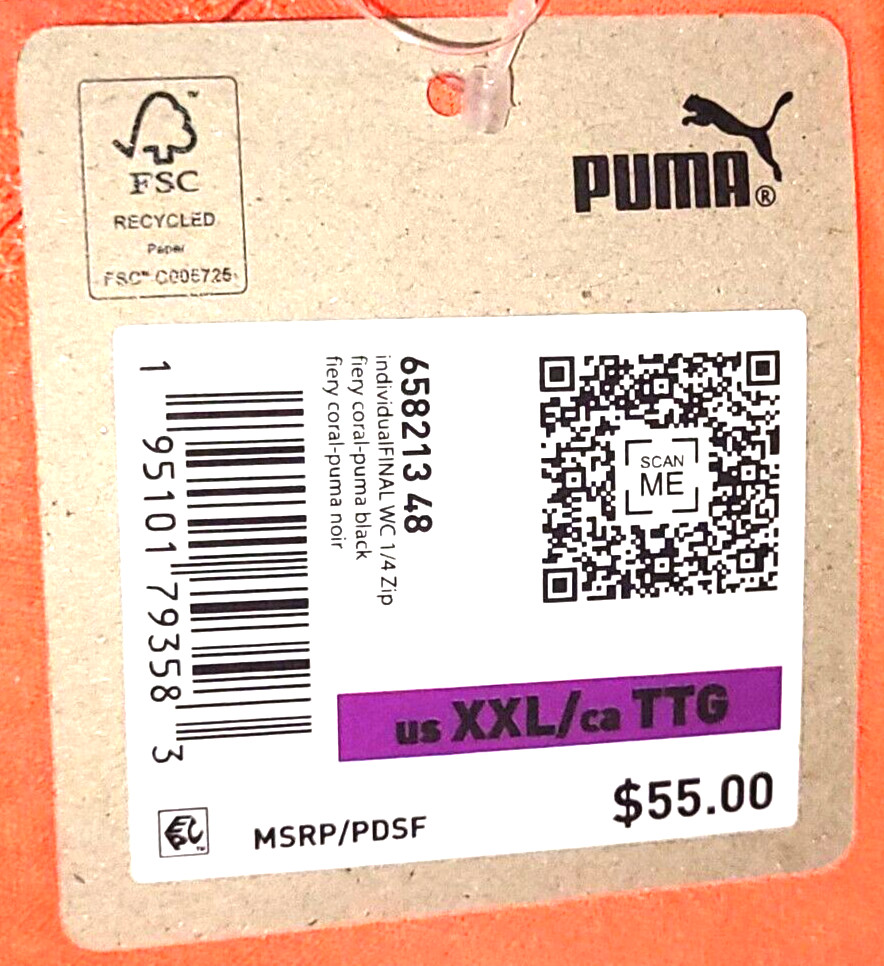 NEW PUMA, MEN'S SIZE XXL, FINAL WC 1/4-ZIP PULLOVER SOCCER⚽️JACKET, MSRP $55.00!