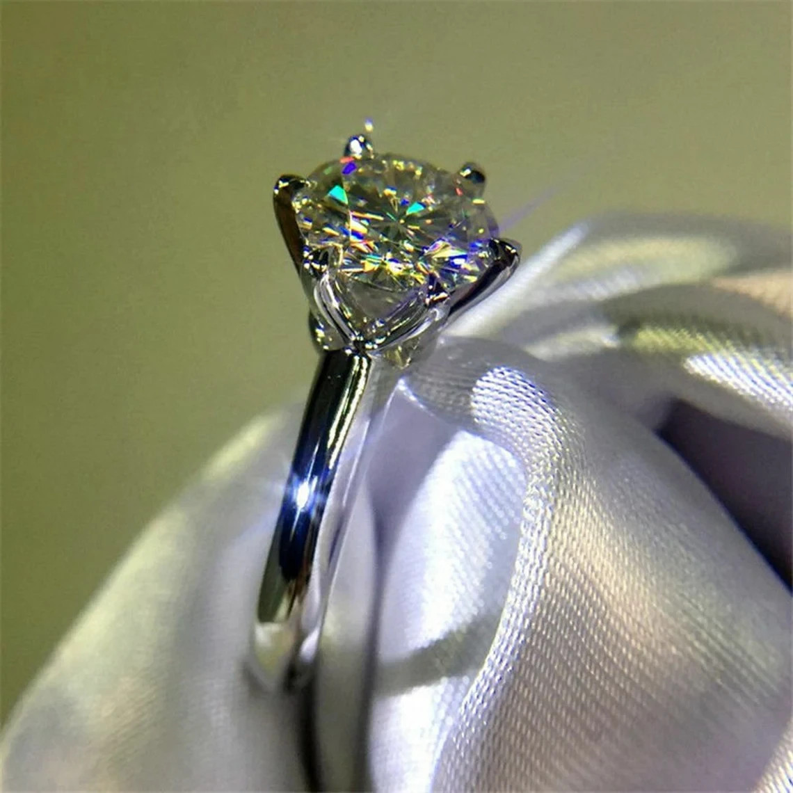 Lab-Created 2.10 Ct Round Cut White Diamond Wedding Ring 925 Sterling Silver