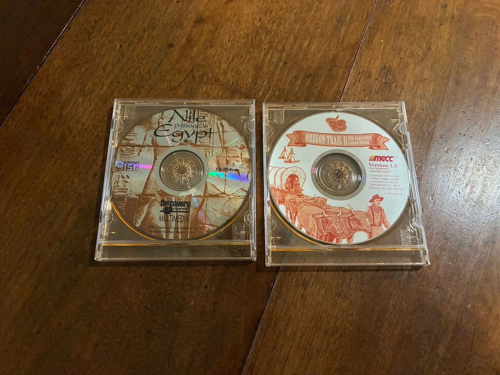 2 Vintage Game CDs Oregon Trail II 25th Ed. version 1.3, c'94-96 & Nile to Egypt