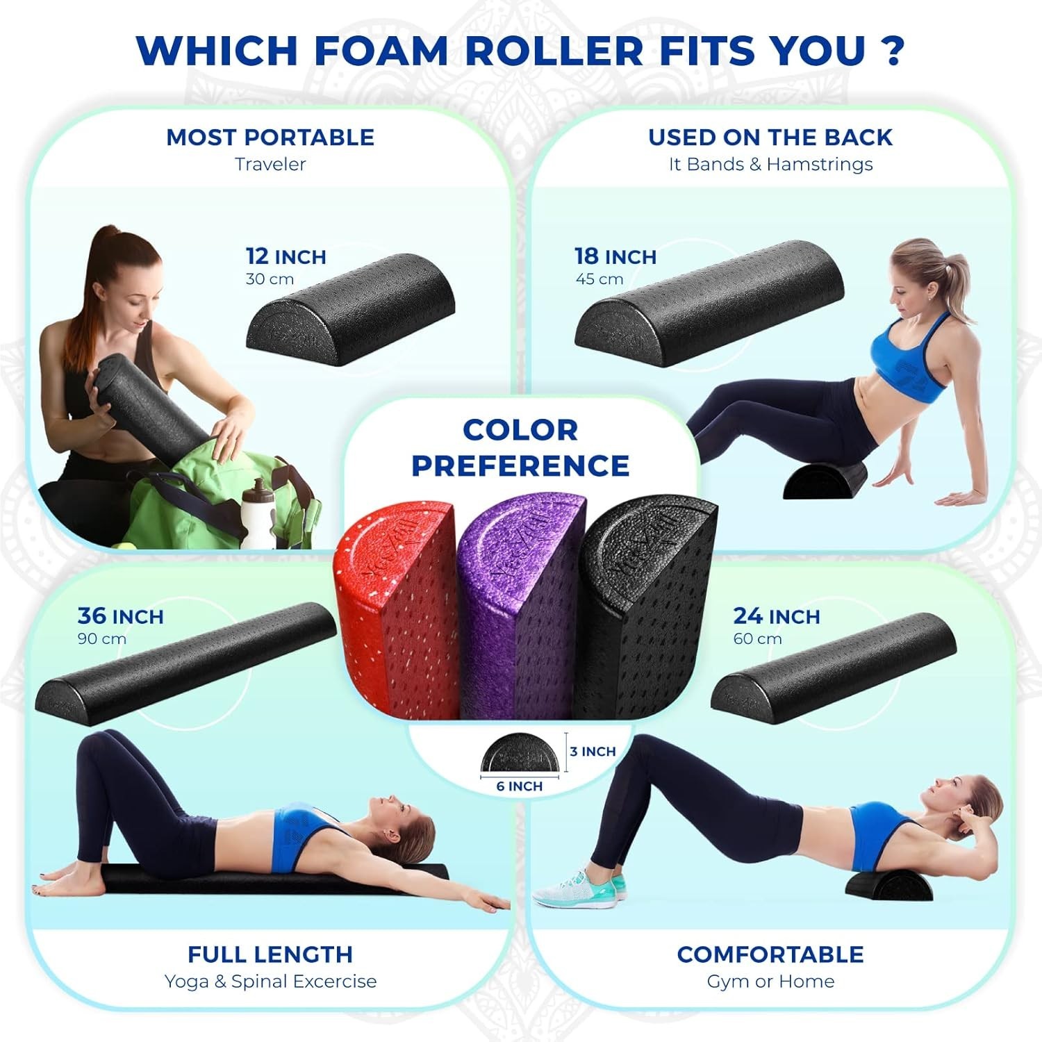 Versatile High-Density Foam Roller - Perfect for Yoga, Pilates & Stretching