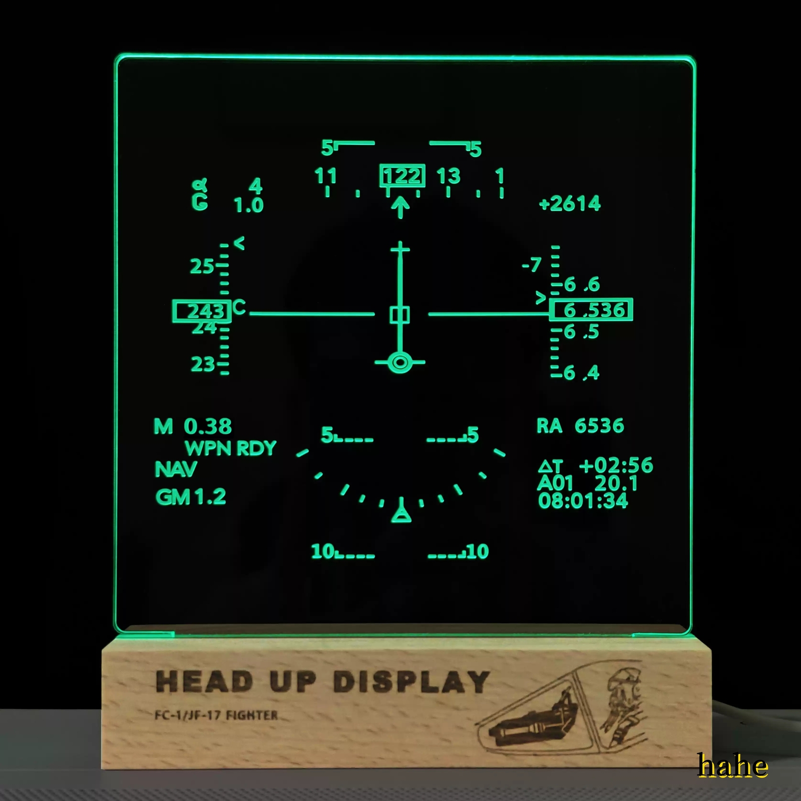 Fighter Jet HUD Diffractive Flat Display Table Lamp JF-17 Fighter Night Light