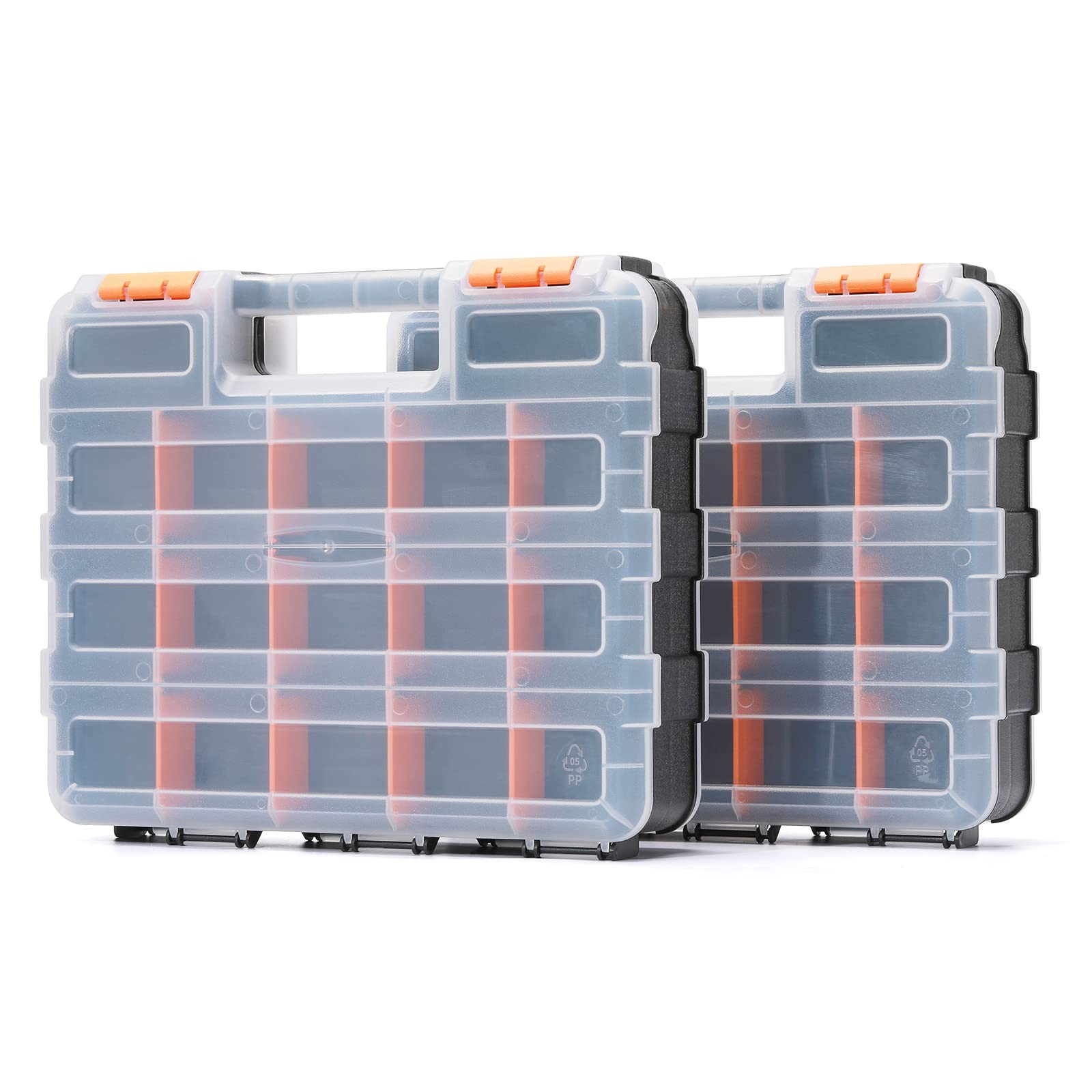 Double Side Tools Organizer 34 Compartment Plastic Dividers 2 Pack