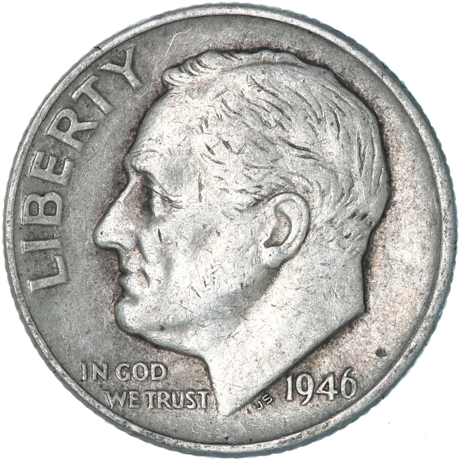 1946 (P) Roosevelt Dime 90% Silver Very Fine VF