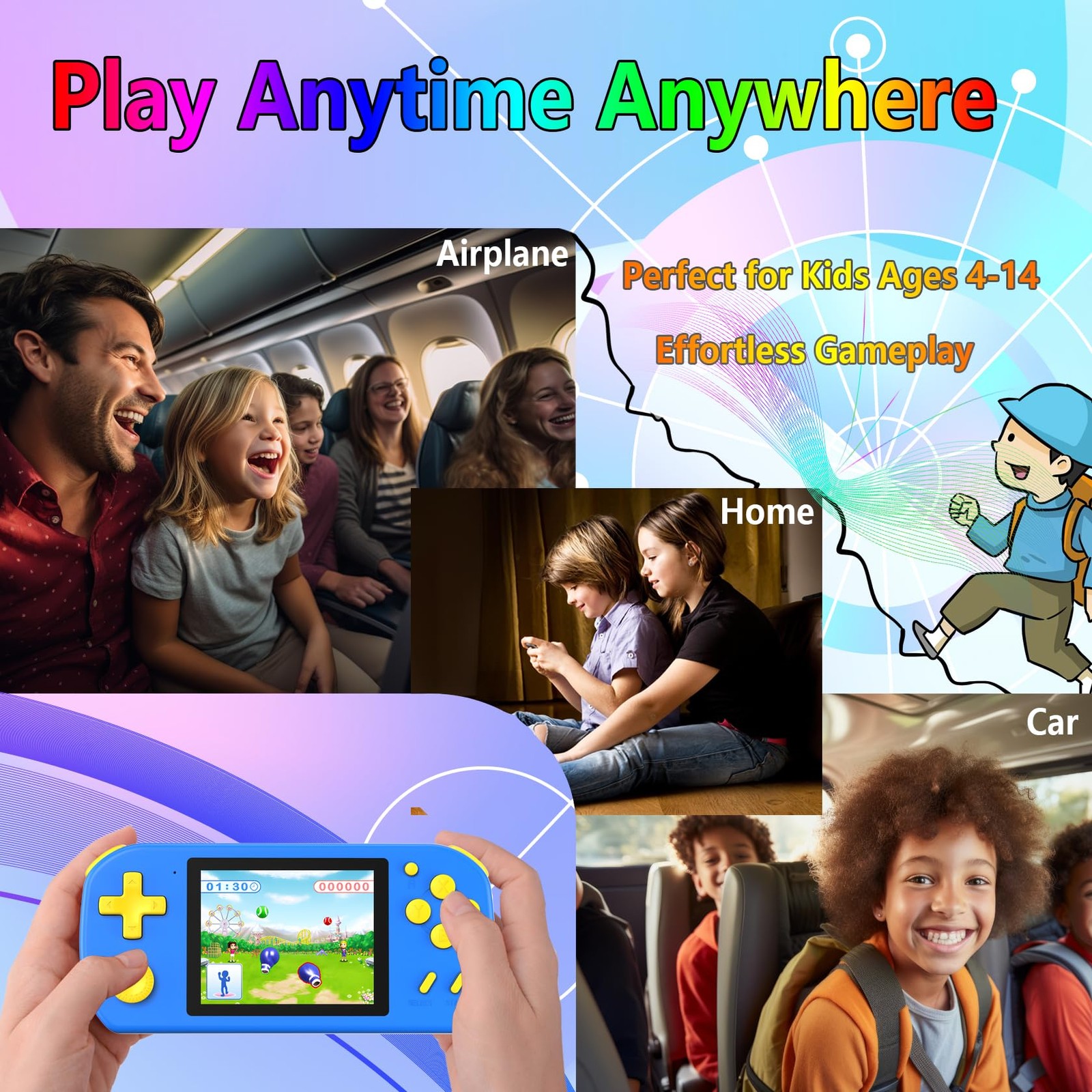 CCTU Handheld Games for Kids Preloaded 218 2.95 x 5.9 x 0.78 inches, Blue