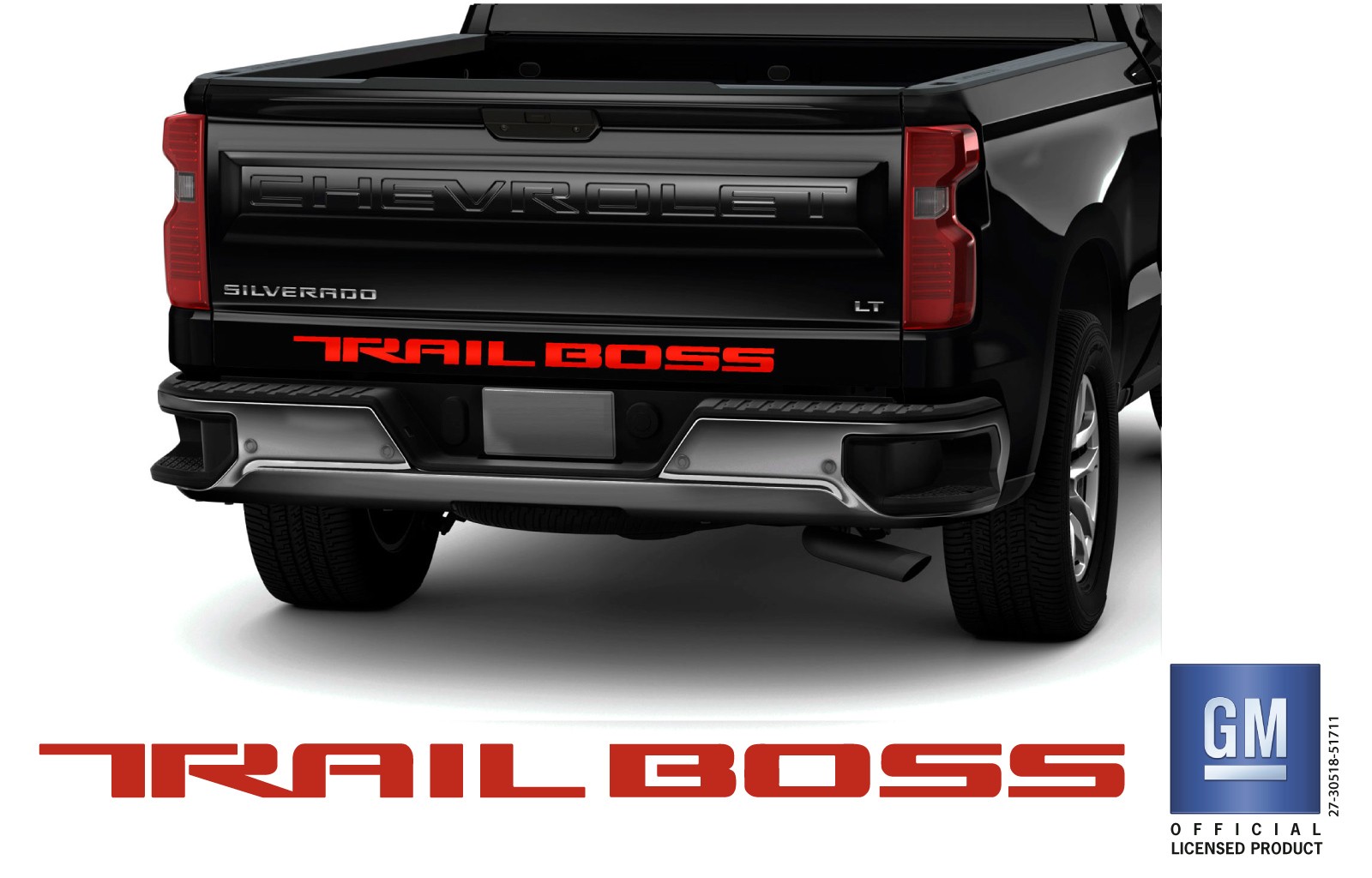 Chevy Silverado Red Trail Boss Tailgate Lettering Decal 2019-2026 GM Licensed