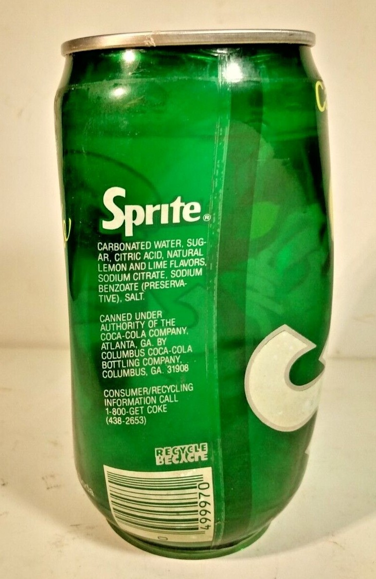 Experimental 1984 PLASTIC Sprite Can with Aluminum Pop Top - Unopened