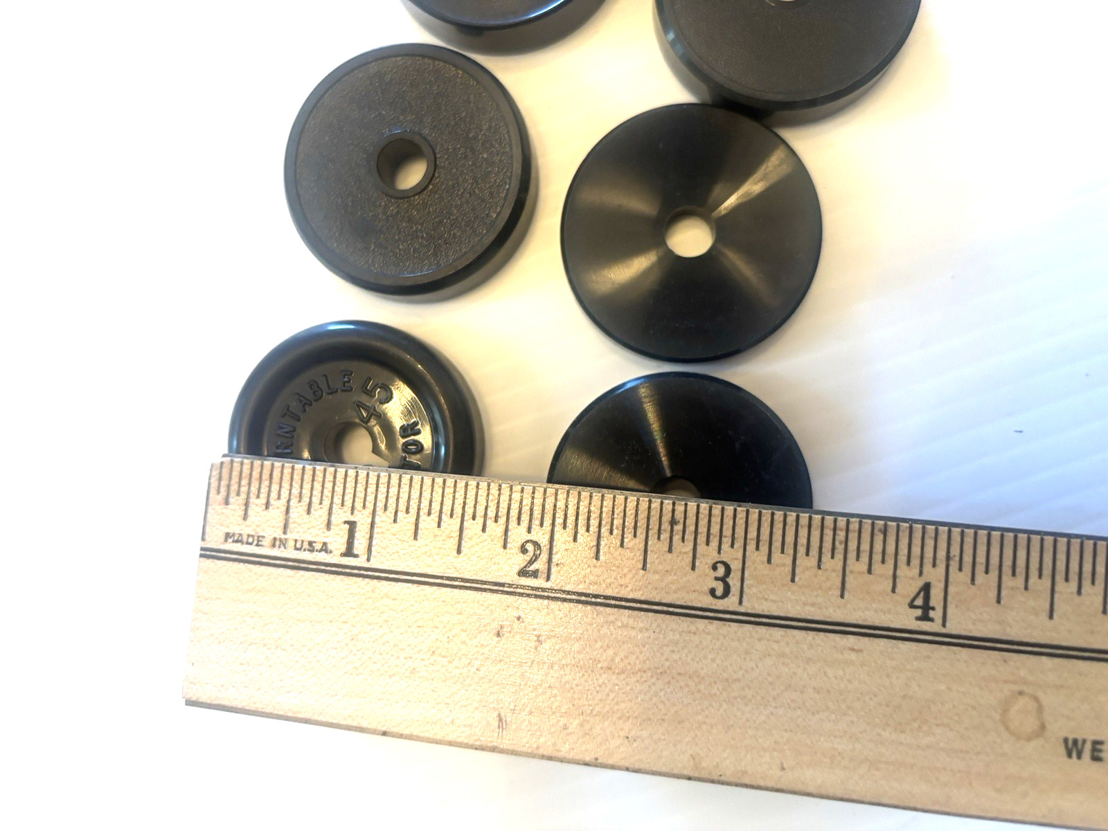 6 lot VTG Black Plastic 45 RPM Adapter Turntable Record Player Mixed