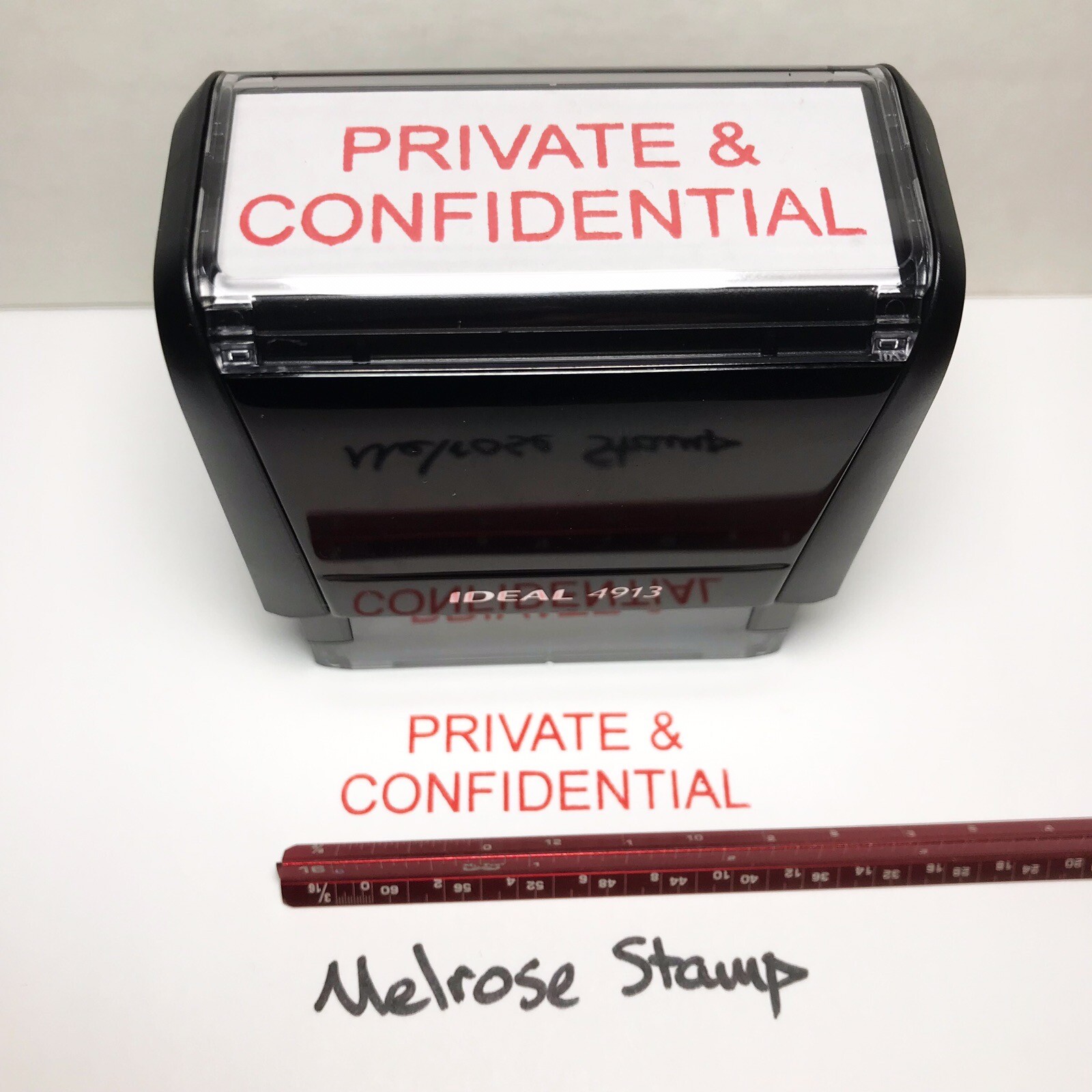 Private And Confidential Rubber Stamp Red Ink Self Inking Ideal 4913