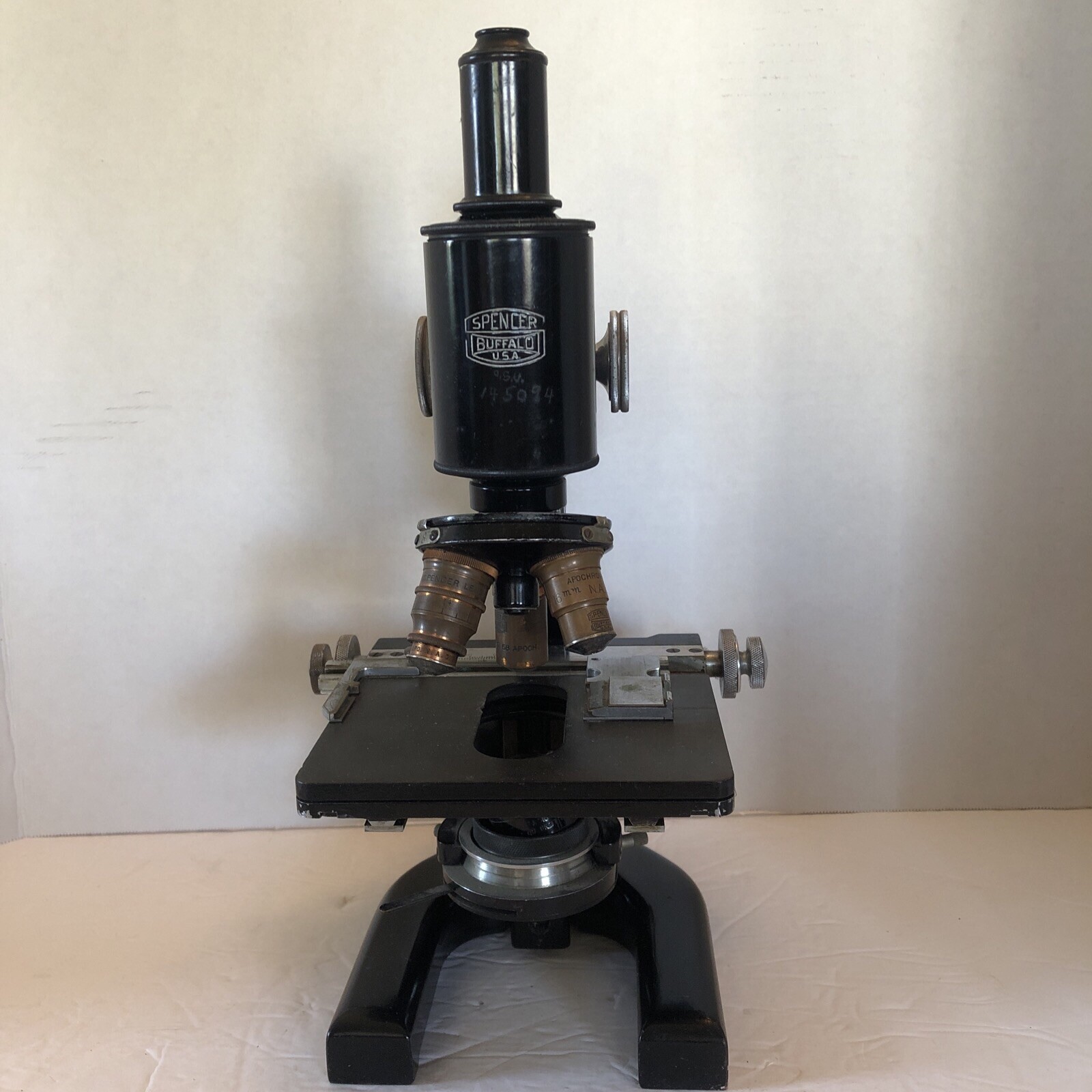 Rare Vintage Spencer Buffalo Stereo Microscope Three Objectives