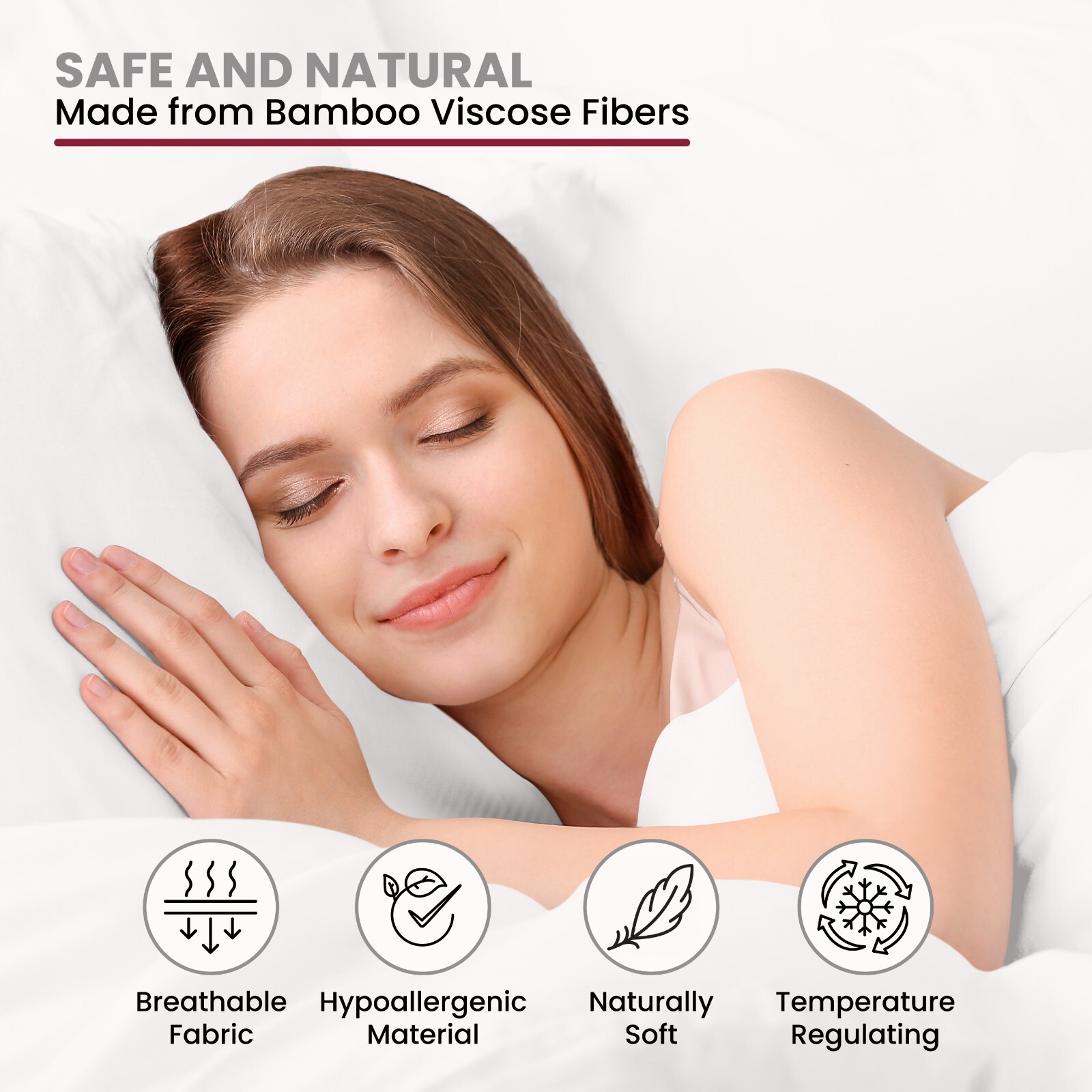 4-Piece Premium Bamboo Bed Sheet Set Deep Pocket Breathable Soft Bamboo Sheets