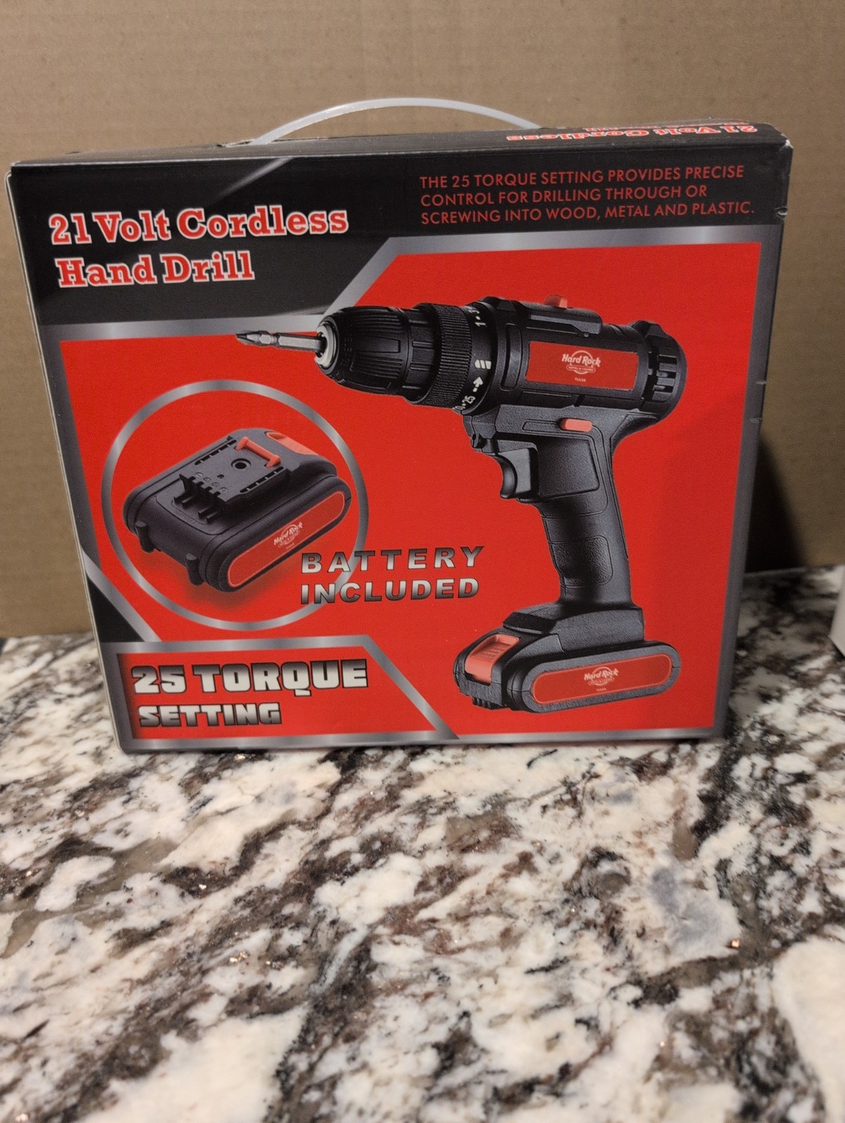 Hard Rock  21 Volt Cordless Hand Drill NEW SEALED 25 Torque Setting Rechargeable