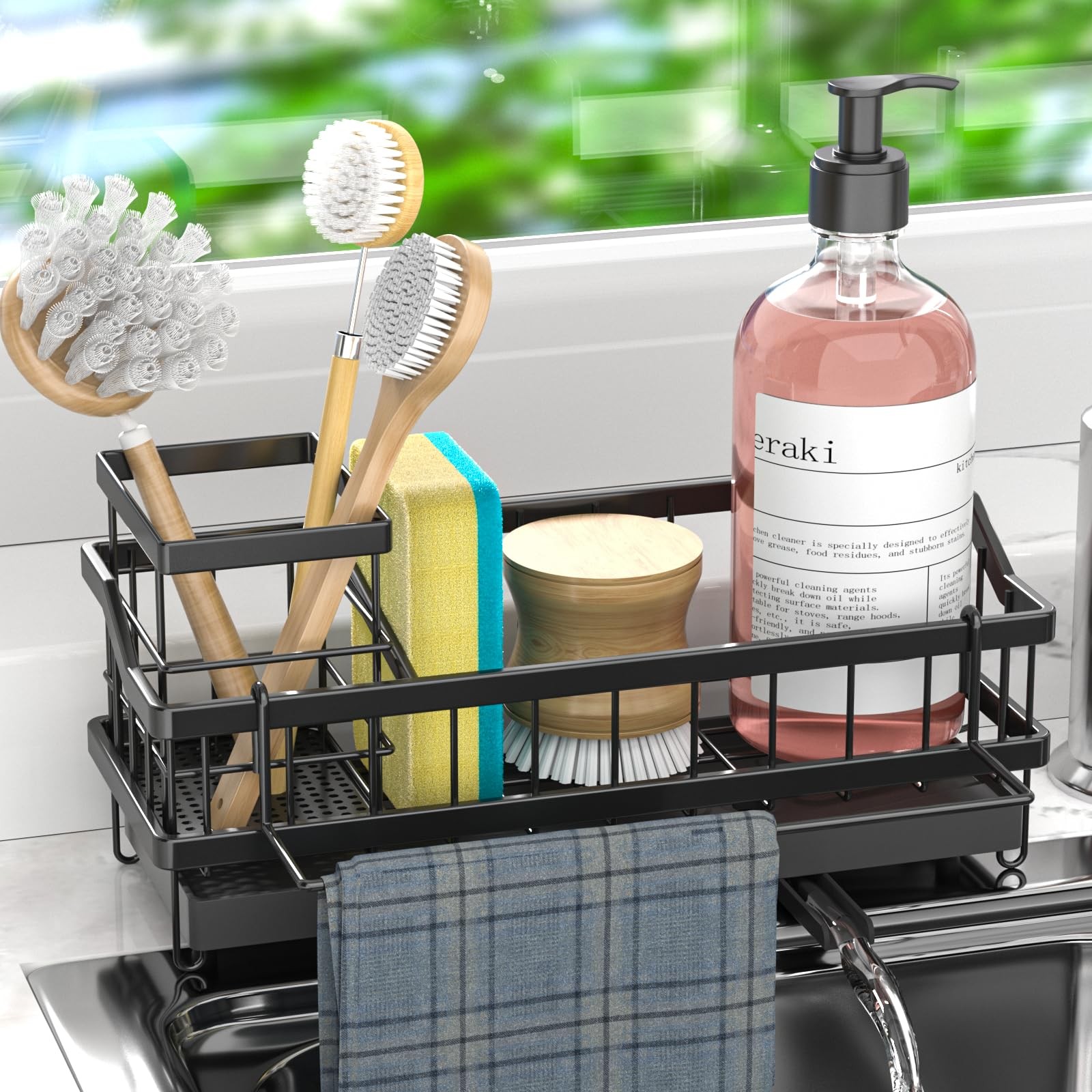 Ahonnpely Sponge Holder for Kitchen Sink - Countertop Rustproof Stainless Ste...