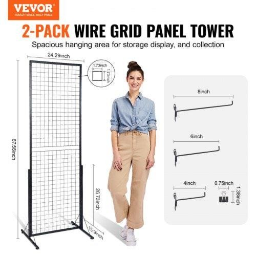2 x 56 Grid Wall Panels Tower 2 Packs Wire Gridwall Display Racks with TBase