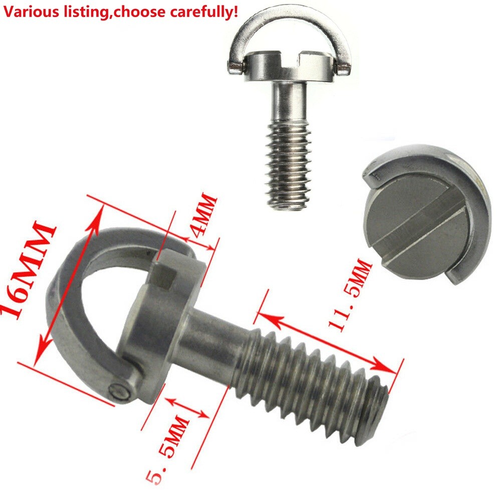 1/4-20 Thread D-Ring Stainless Steel Camera Fixing Screws for Camera Tripod new