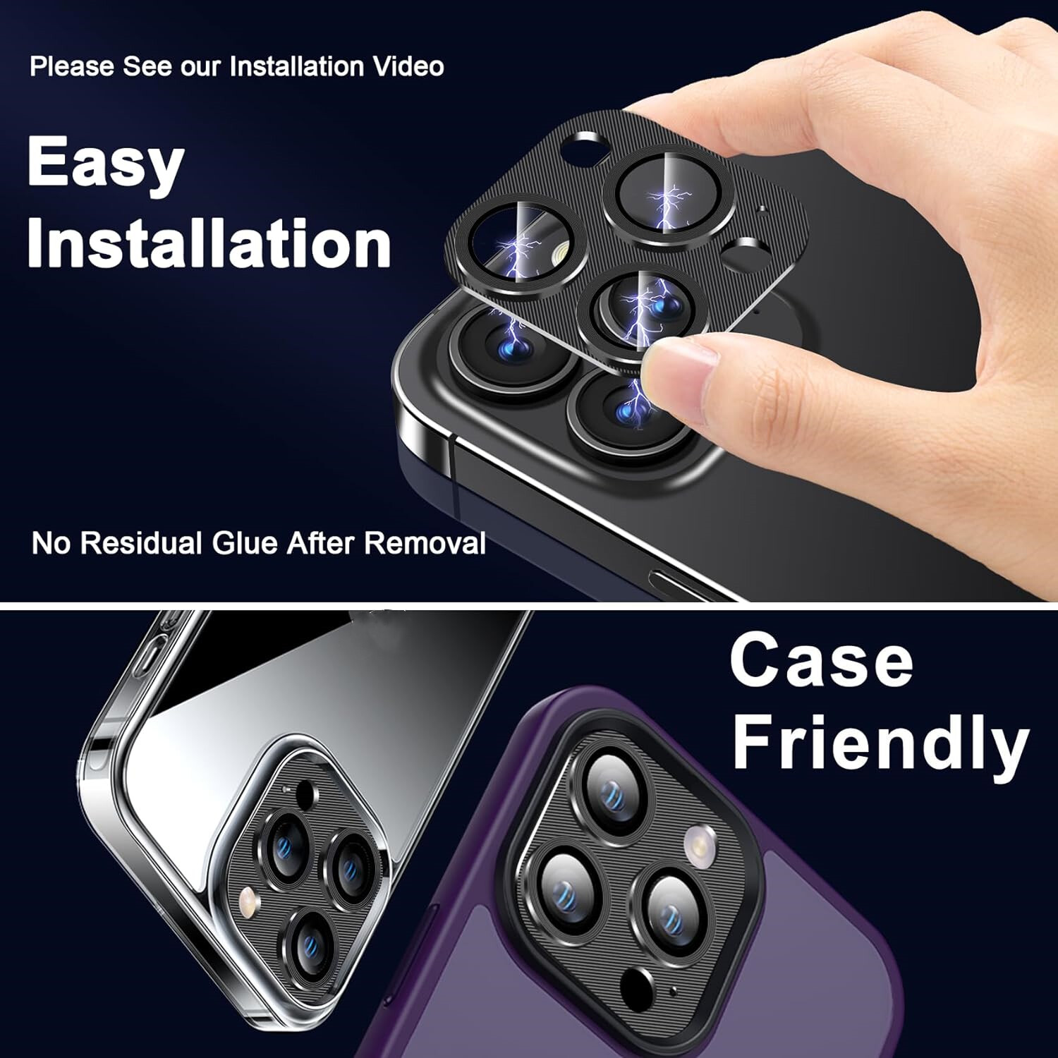 For iPhone 15 Pro Max 15ProTempered Glass Metal Camera Lens Protector Full Cover