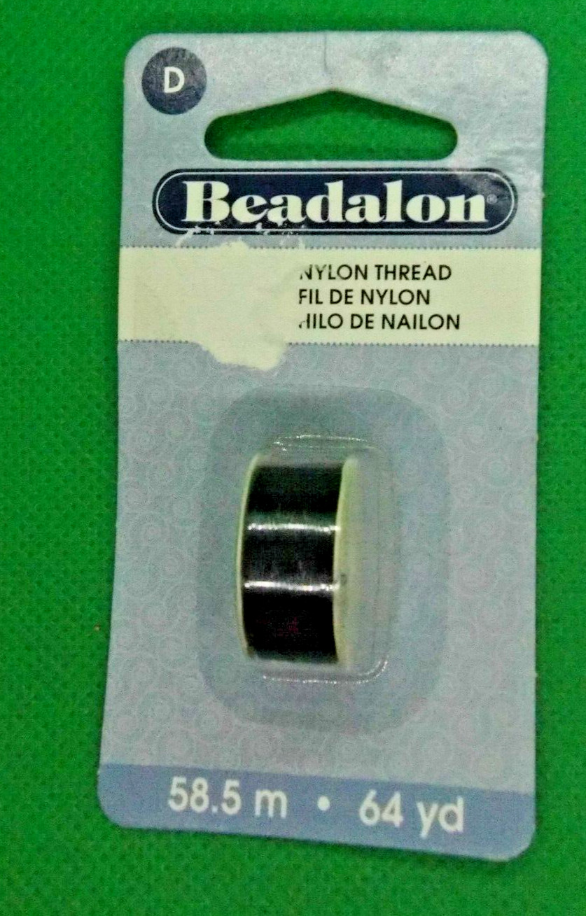 Beadalon #124T-001 Nylon Nymo Thread 0.30 mm Blk, 64yards, size D -Details Below