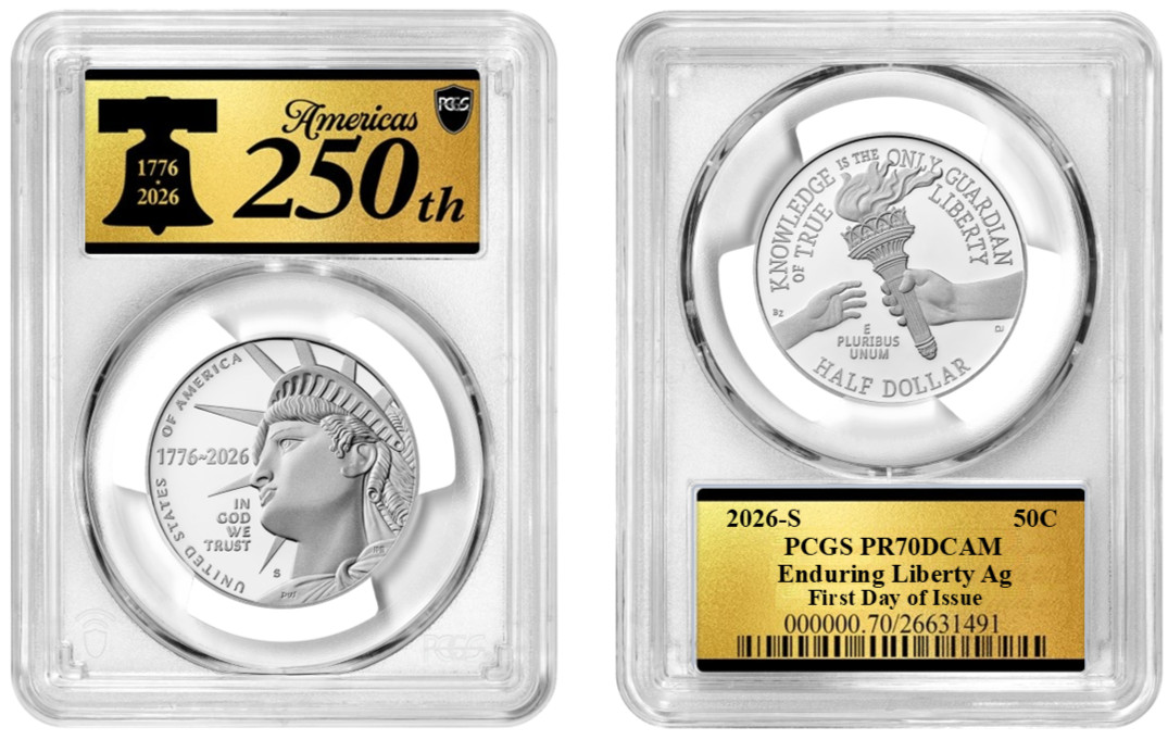 2026 S Silver Enduring Liberty 50C Ag PCGS PR70DCAM First Day Of Issue #948