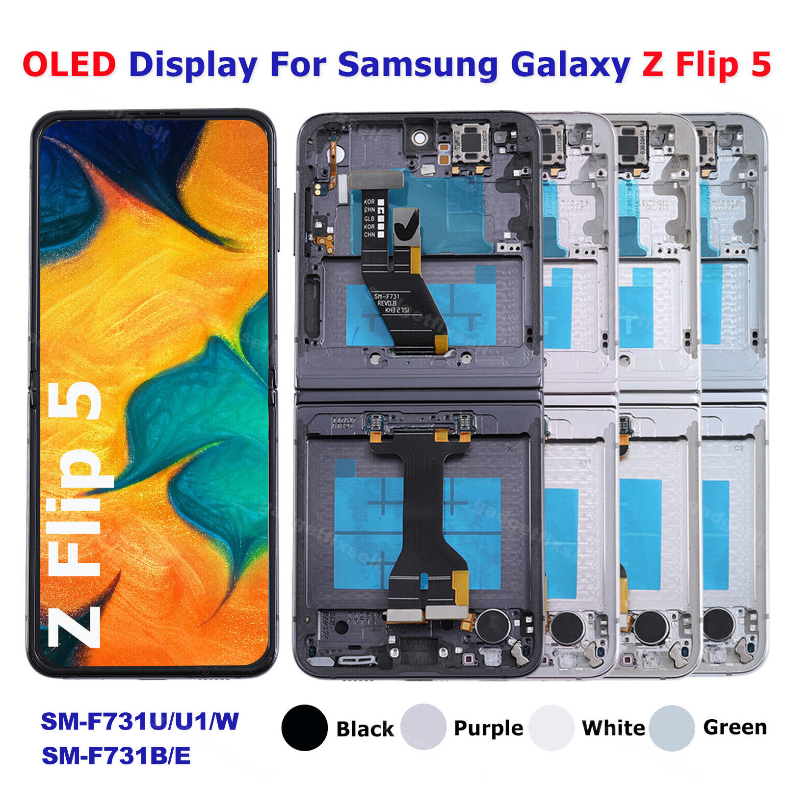 For Samsung Galaxy Z Flip5 F731 OLED Display Screen Replacement Digitizer+Frame