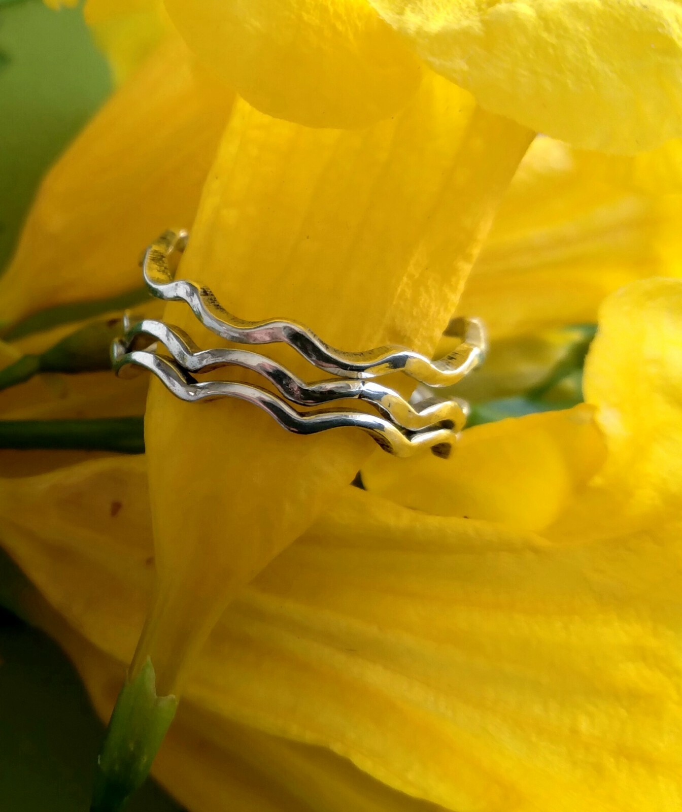 hand made fine silver 999. stacking Minimalist thin ring Standing Waves . 1 ring