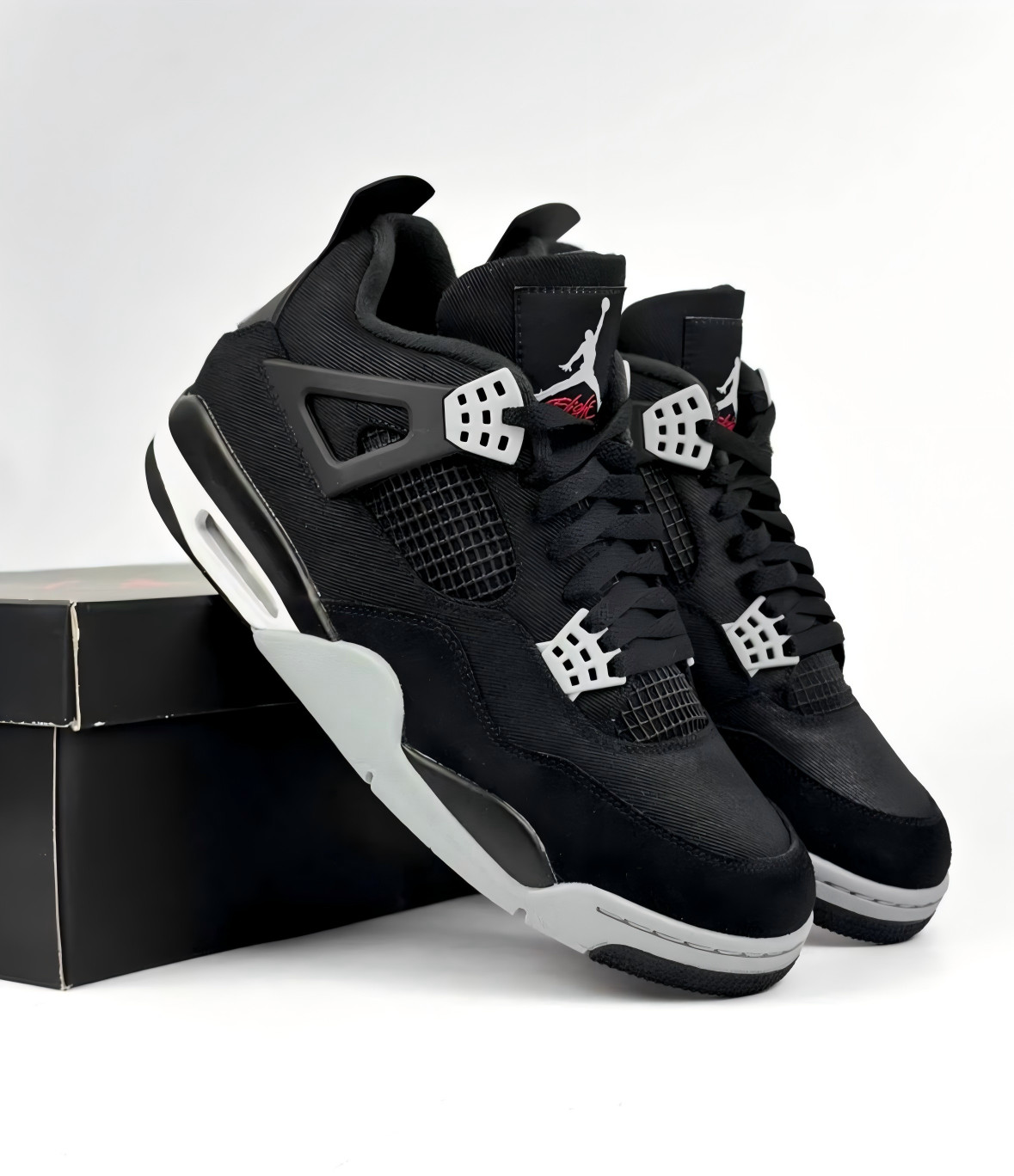 Nike Air Jordan 4 "Black Canvas" Retro Mid Top Men's Basketball Shoes