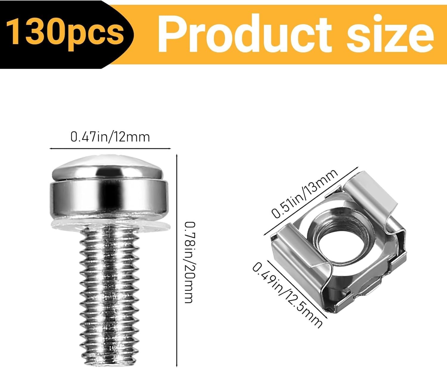 40 Pcs/20 Set Rack Mount Screws and Cage Nuts for Server Rack Cabinet, Silver...