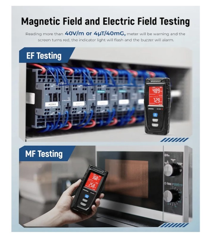 ERICKHILL EMF Meter, Detects Electric and Magnetic Fields, Handheld Digital EMF
