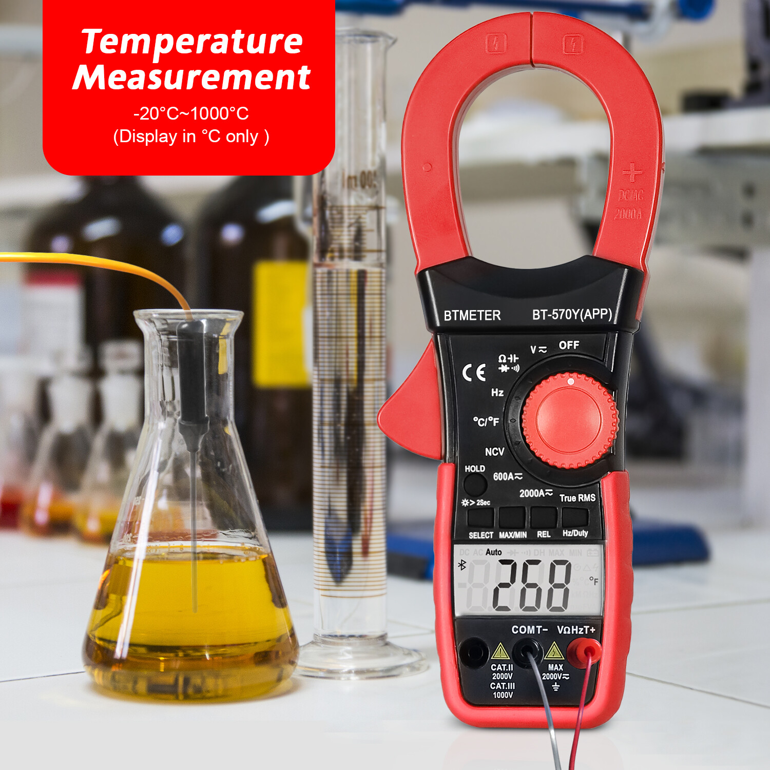 Clamp Meter Multimeter True RMS 2000A 2000V 60MΩ 6000C NCV Bluetooth APP