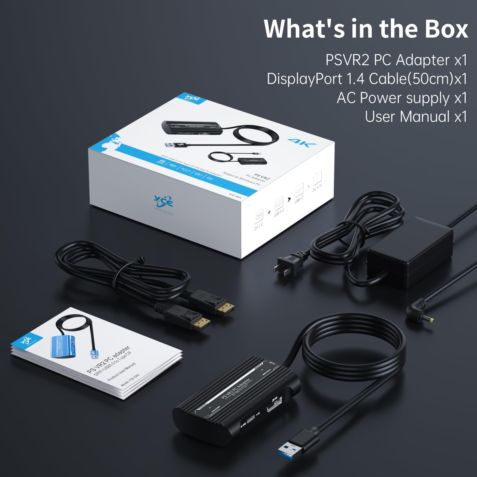 PSVR2 PC Adapter Accessories Kit.Includes DP1.4 Cable and Expandable Black